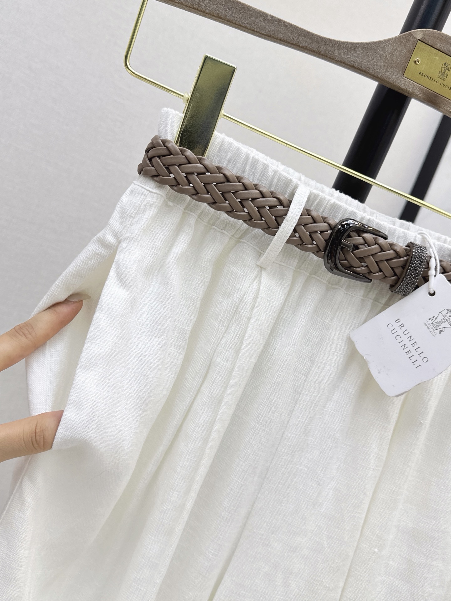 Brun 26ss belted straight-leg pants