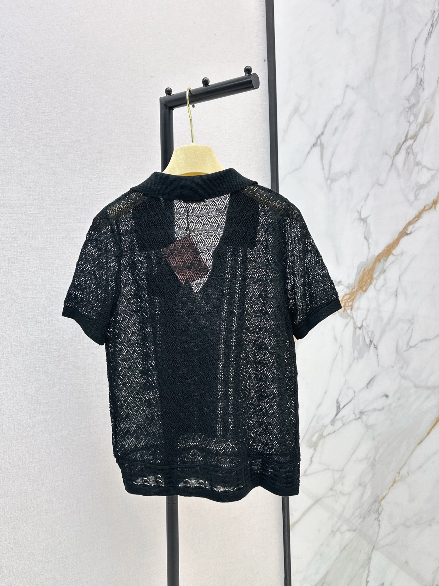 Miu 26fw hoolow lace knit top