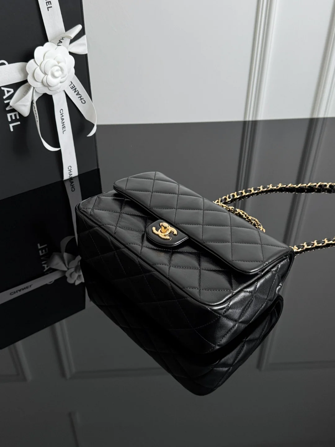 Chan 24B mini flap bag with top handle