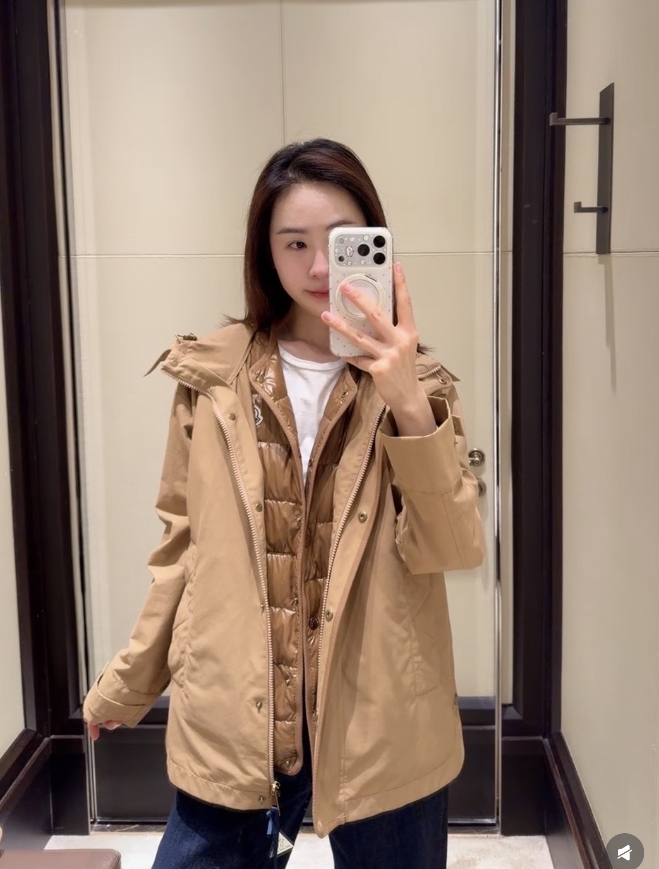 Monc 26fw down vest hooded trench coats sets