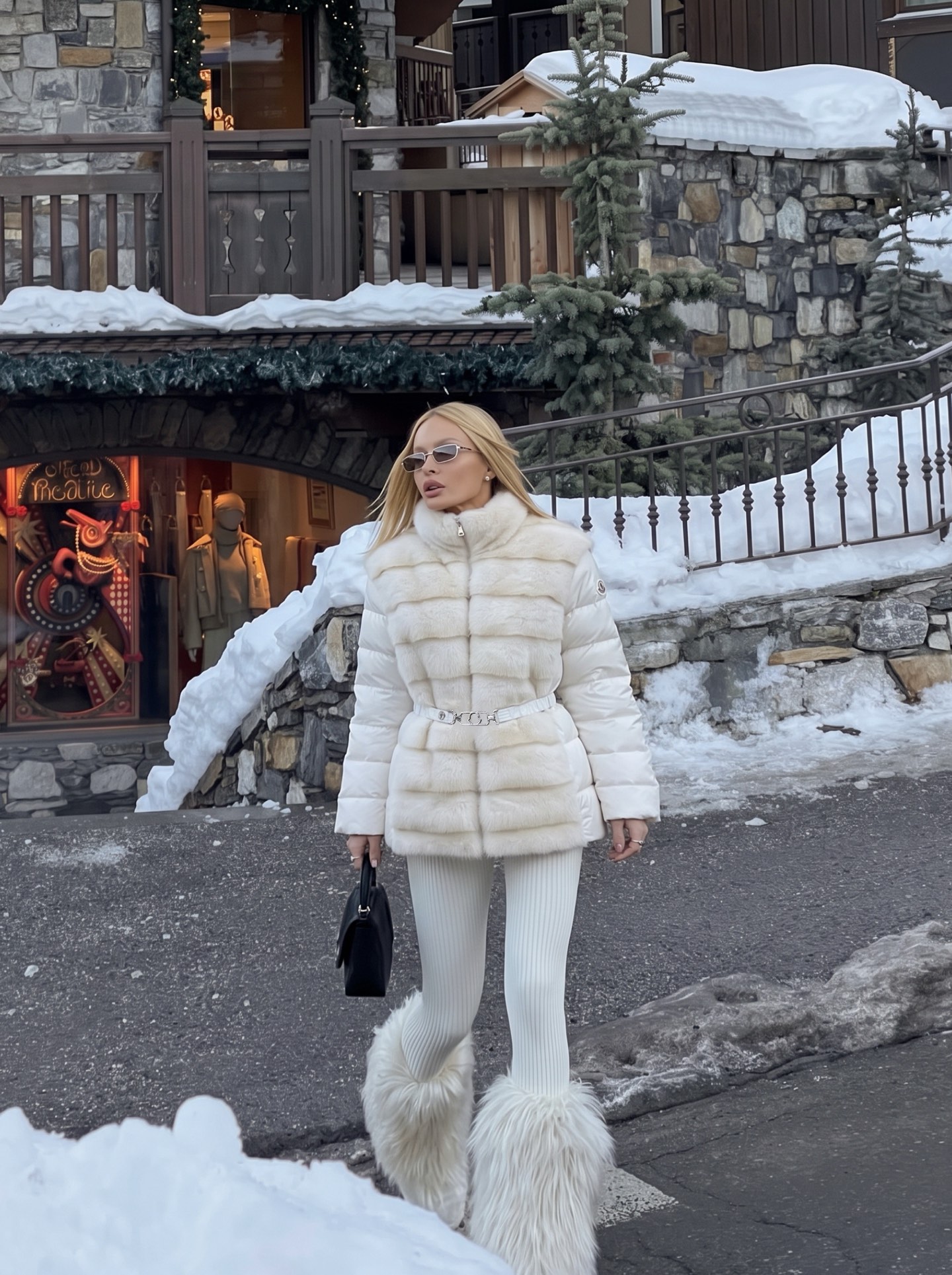 Monc 26fw fur belted down jacket