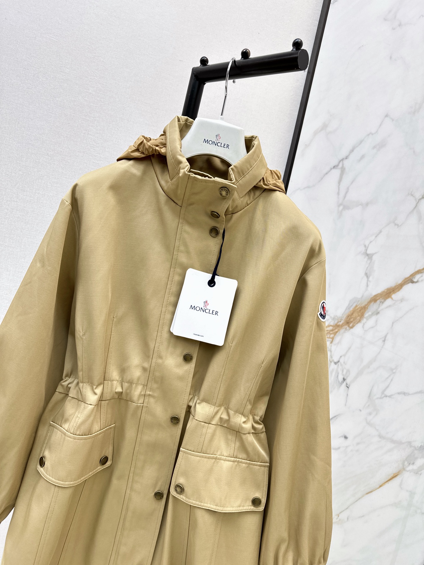 Monc 26fw hooded drawstring trench coats