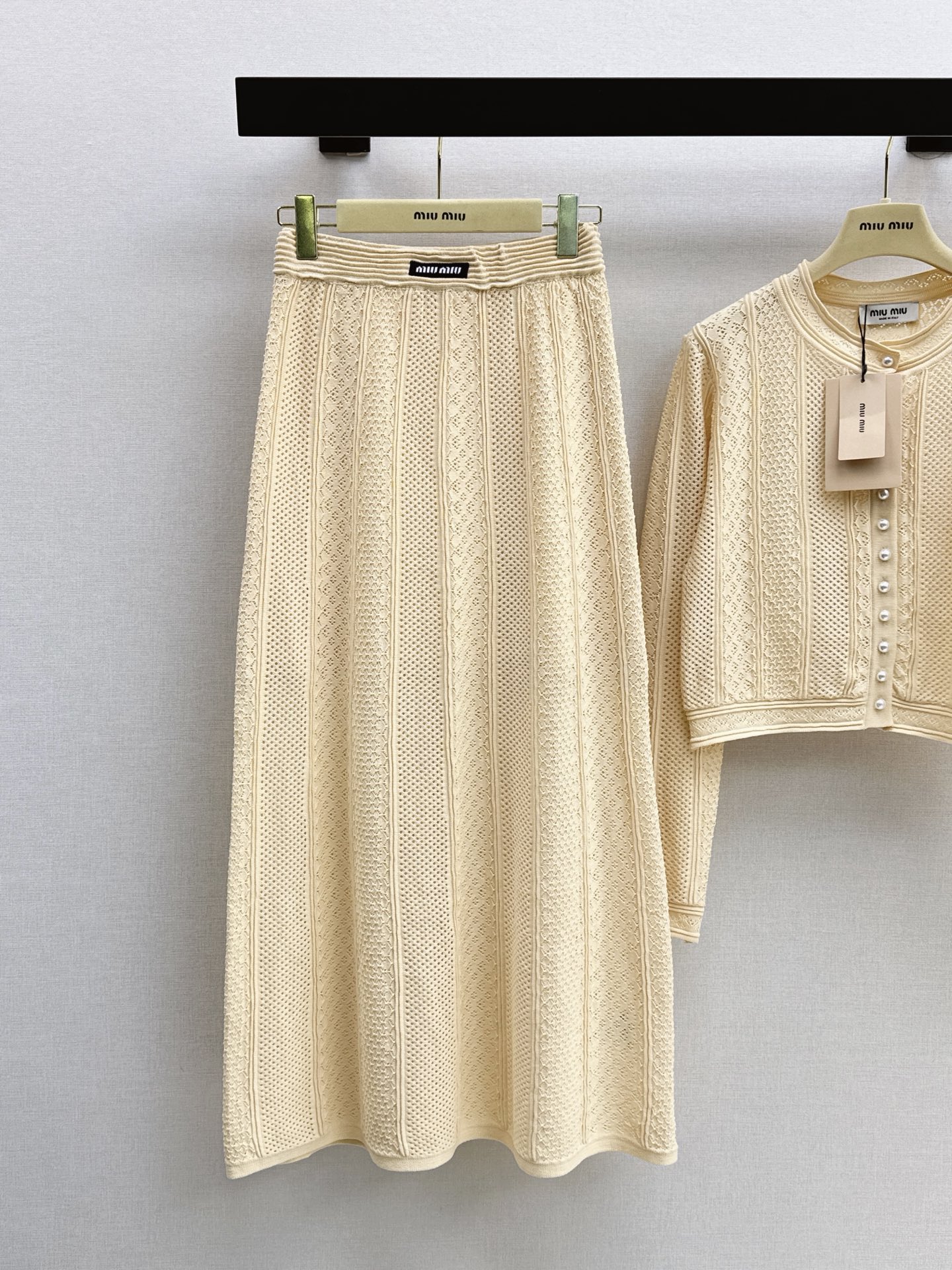 Miu 26fw knit cardigan skirt sets