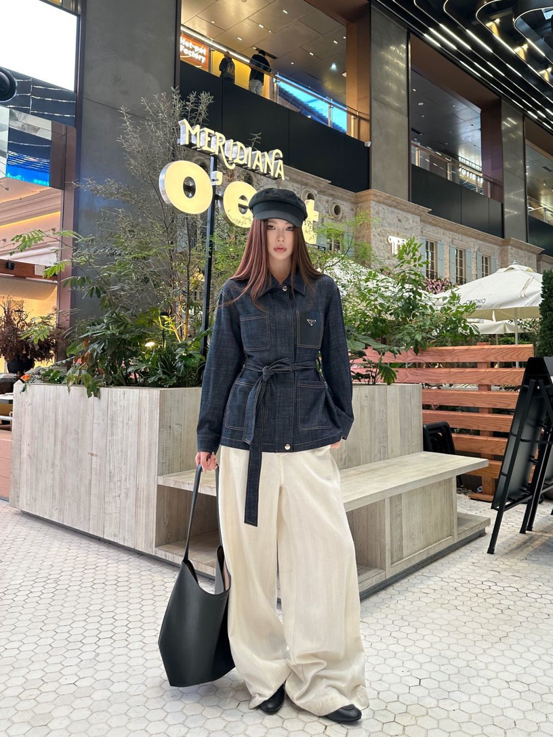 Pra 26fw belted denim jacket