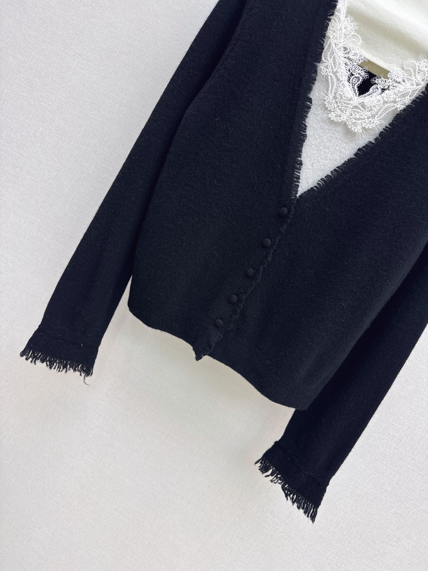 ES 26fw lace contract wool cardigan