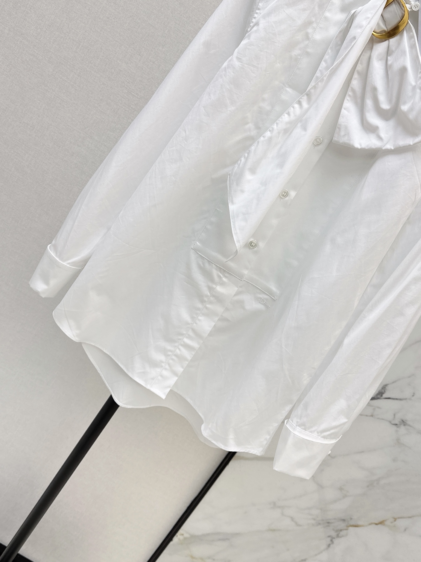 CD 26fw Ring-Detail Tie-Neck Shirt