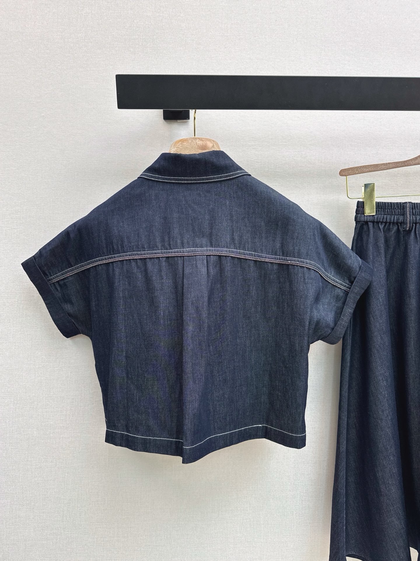 Brun 26ss denim shirt skirt sets