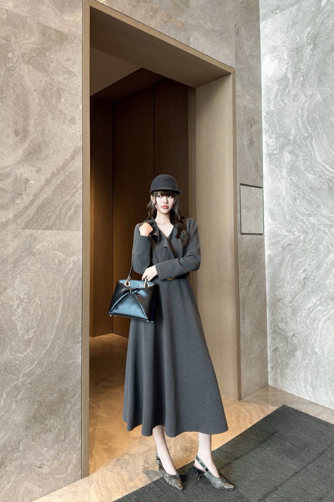 CD 26fw ruffle belted dress