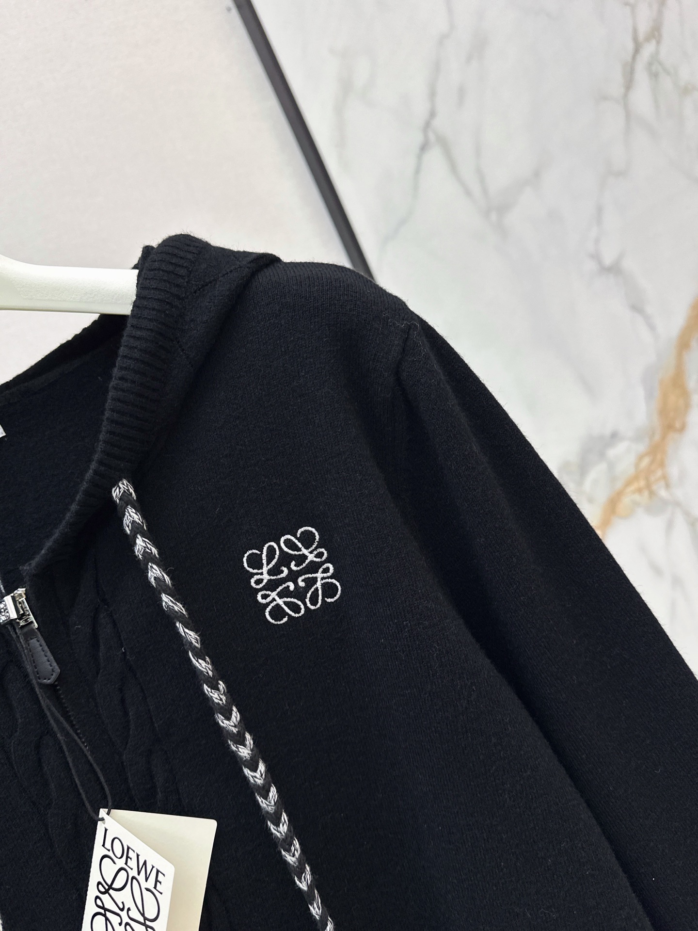 Loe 26fw hooded knit cardigan
