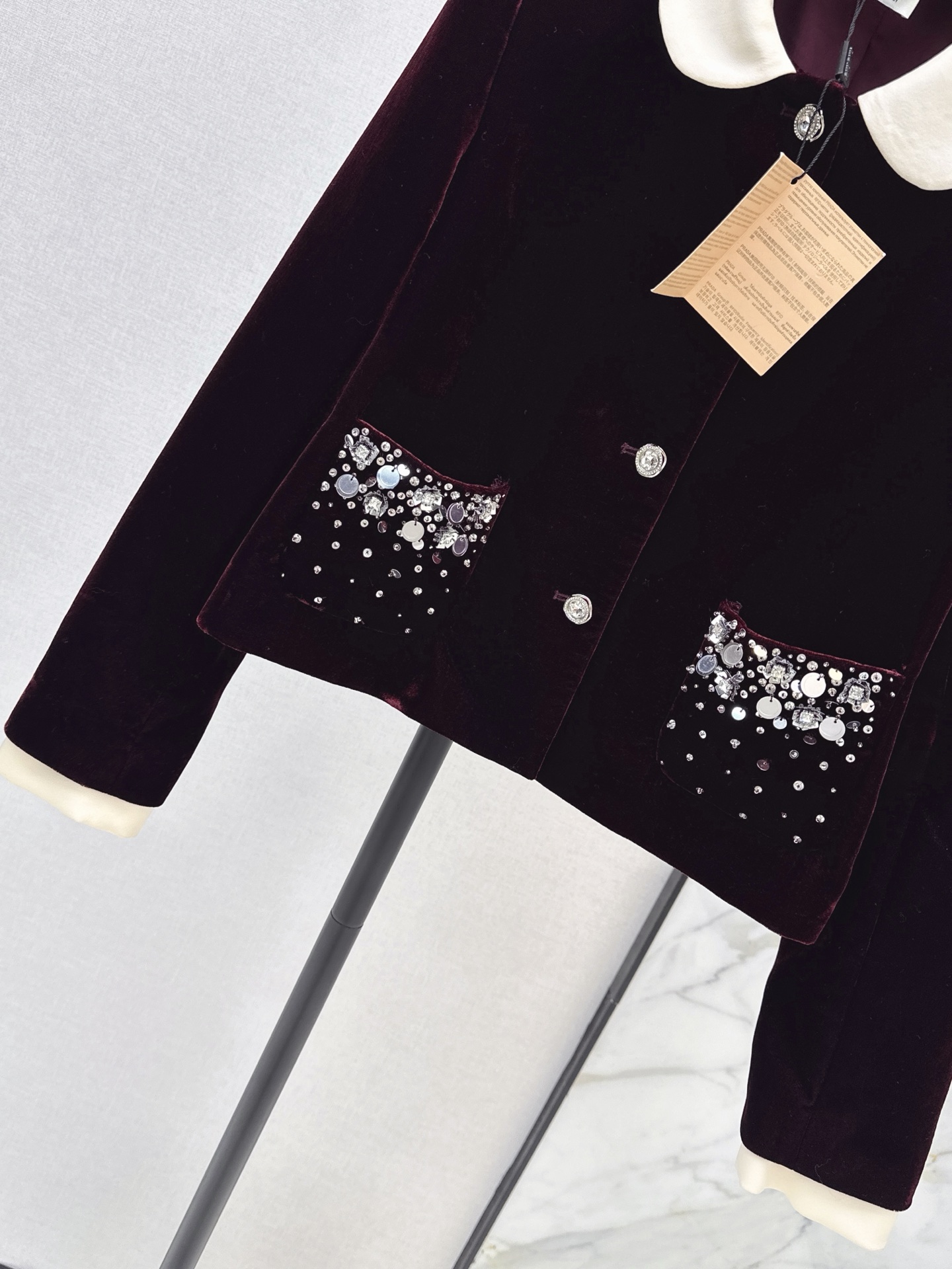 Miu 26fw rhinestone velvet jacket