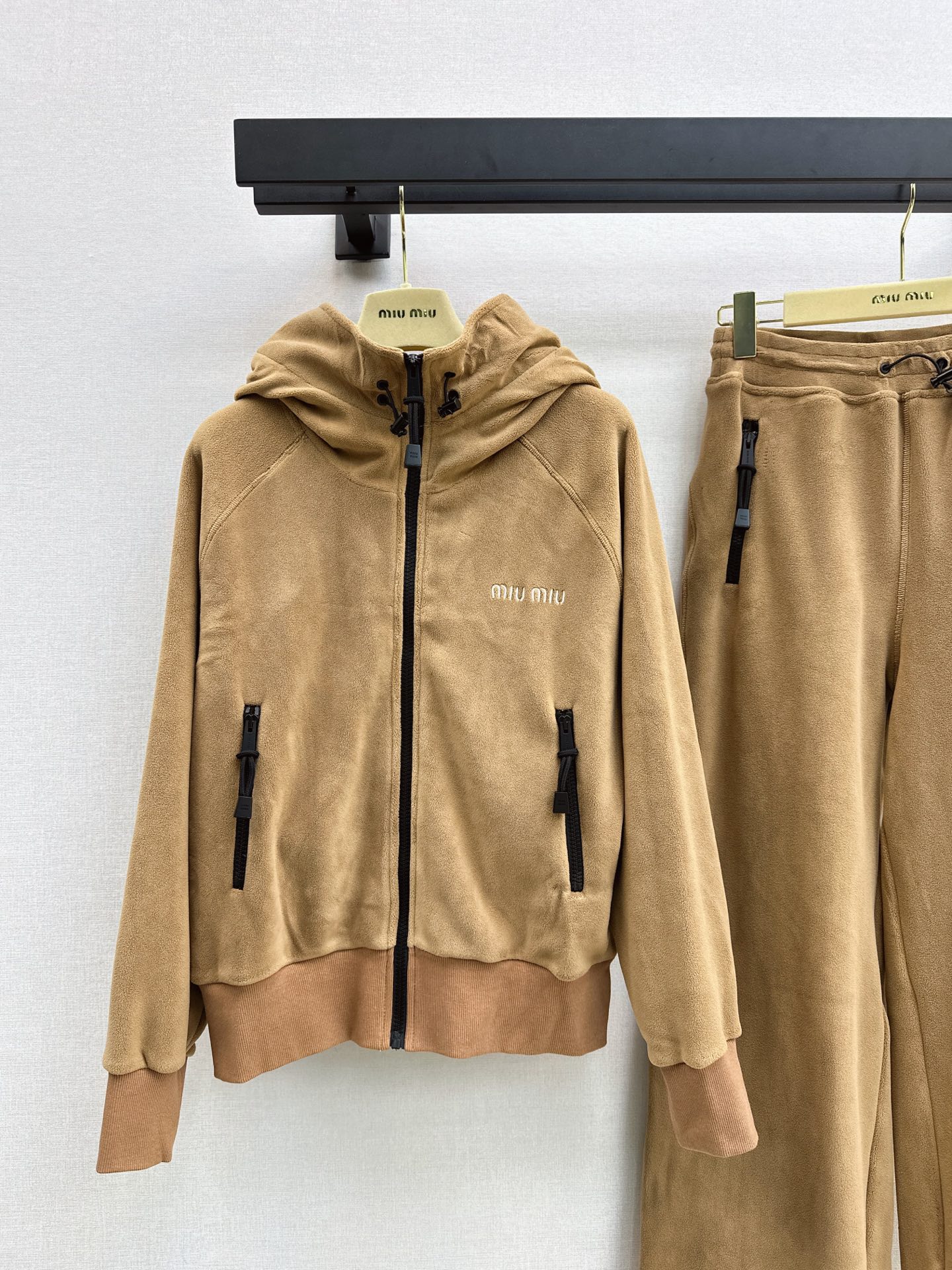 Miu 26fw casual hooded jacket pants sets