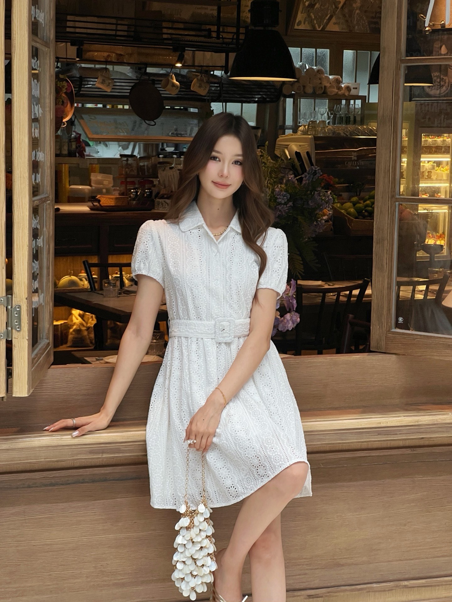 Celi 26ss hollowhollow shirt dress