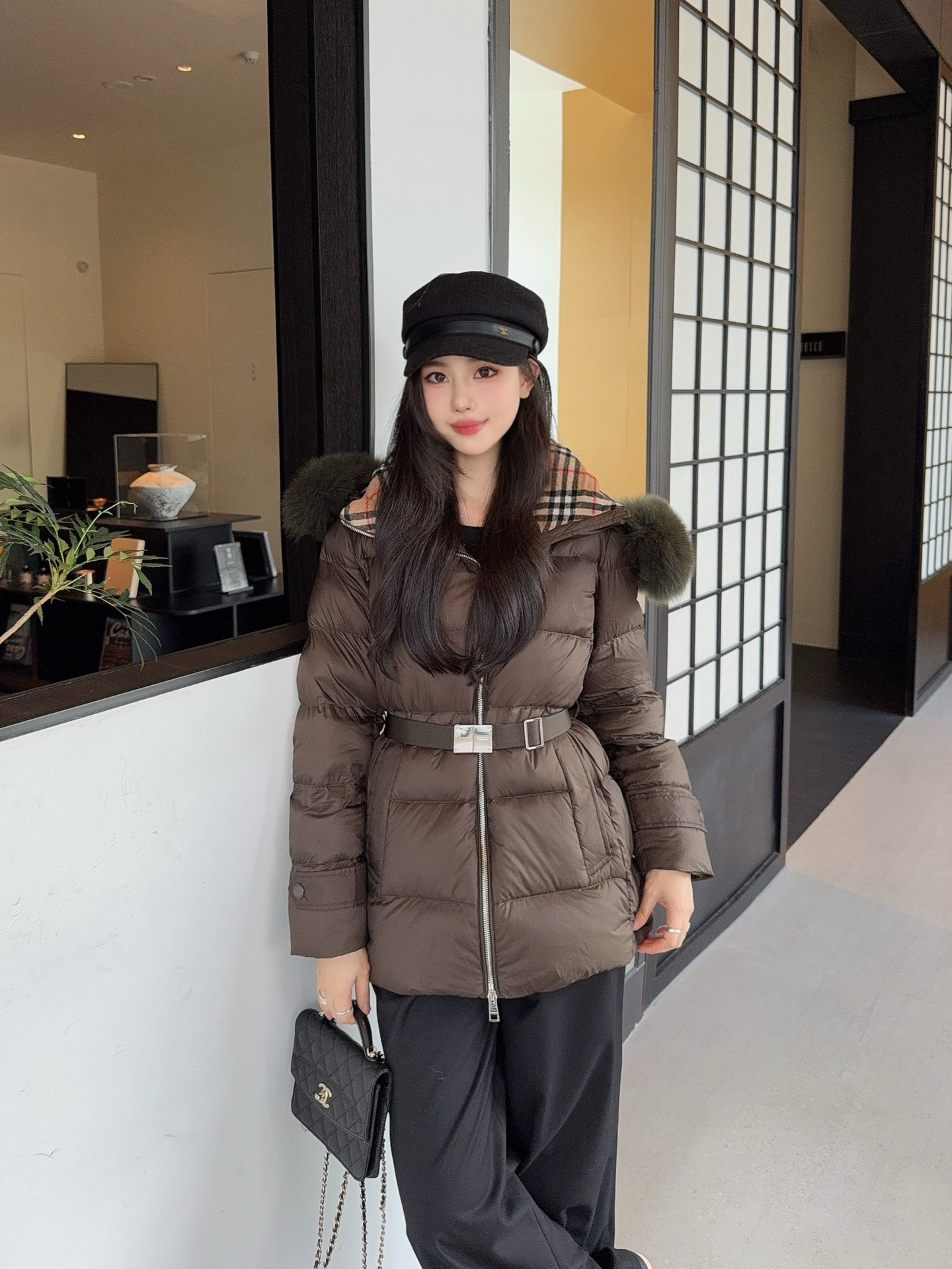 Bur 26fw Hooded Belted Down Jacket