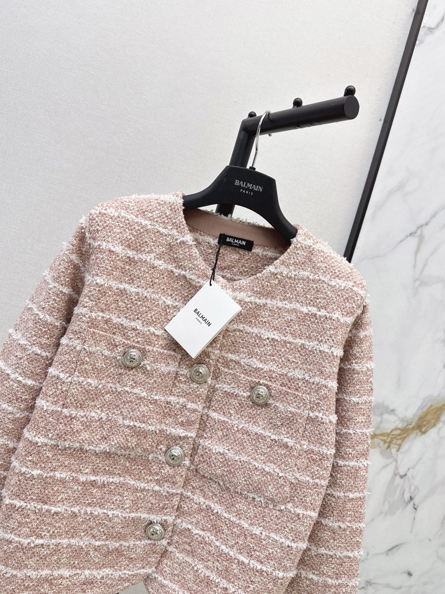 Bal 26fw stripe knit cardigan