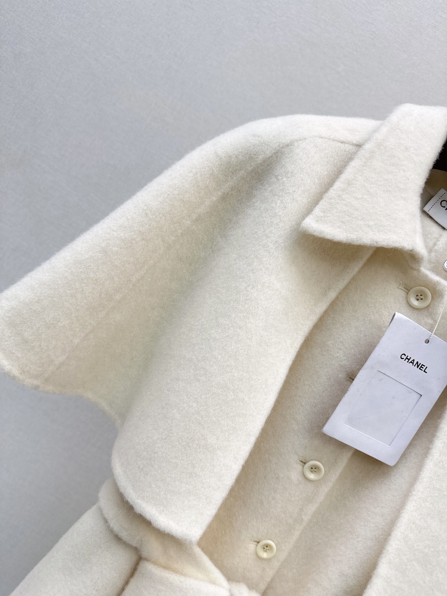 Chan 26fw woolen belted vest cape jacket sets