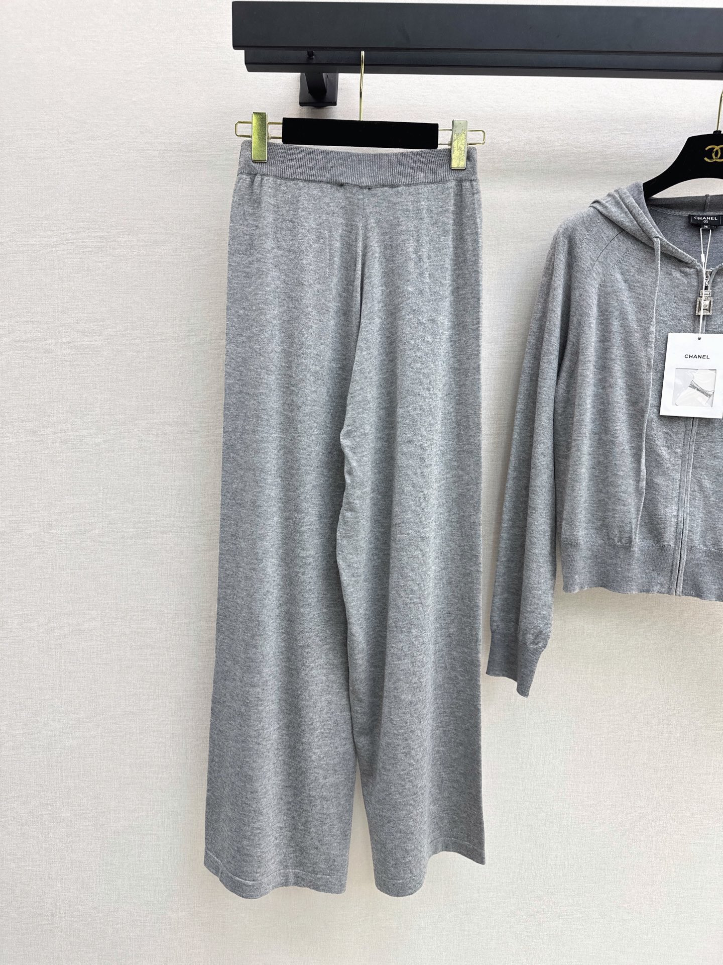 Chan 26fw knit hooded jacket pants sets