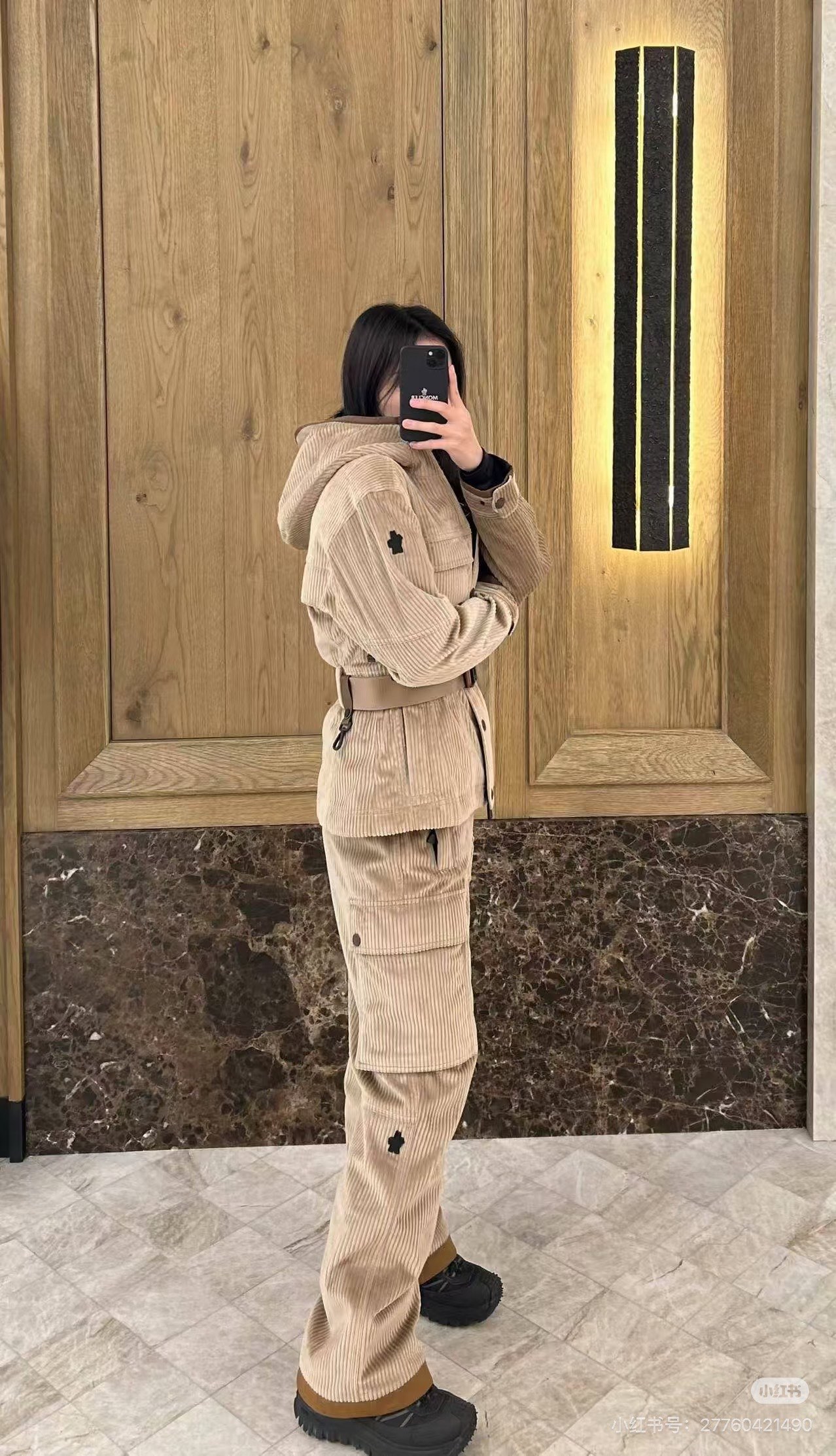 Monc 26fw coduroy hooded down jacket