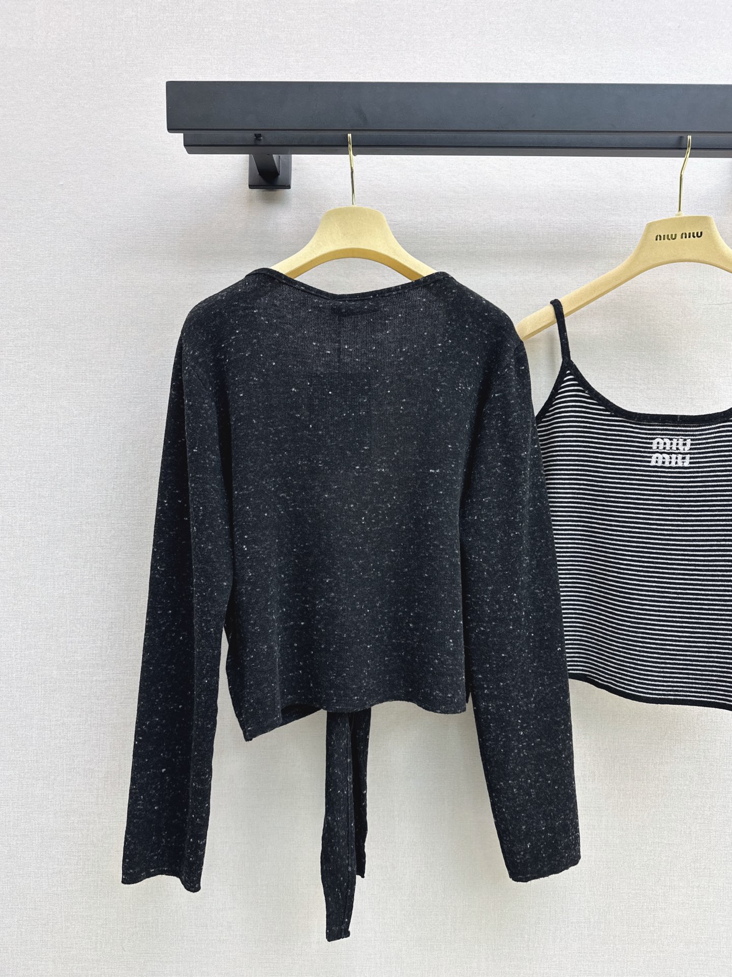 Miu 26fw stripe knit vest cardigan sets