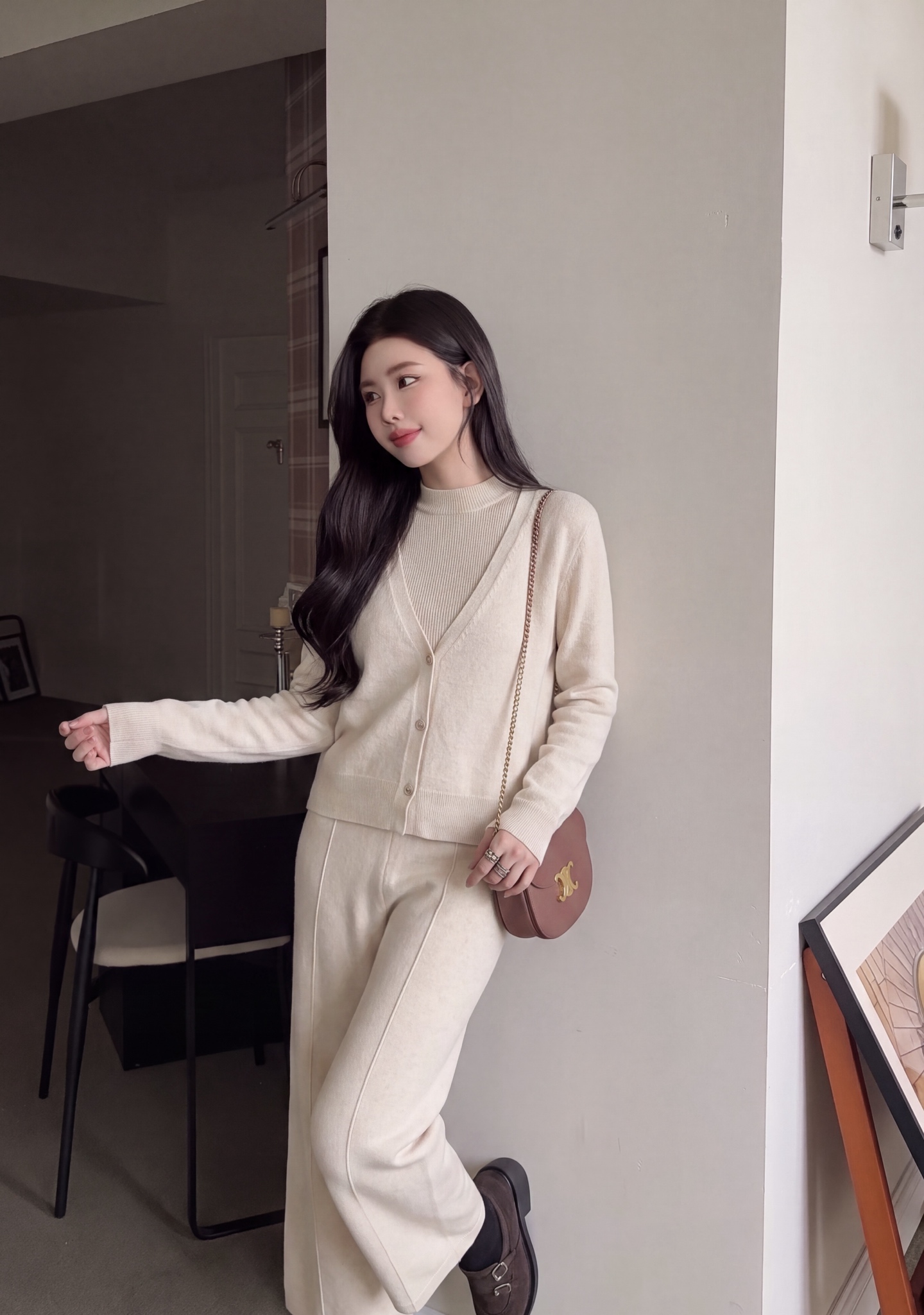 Brun 26fw knit vest cardigan pants sets