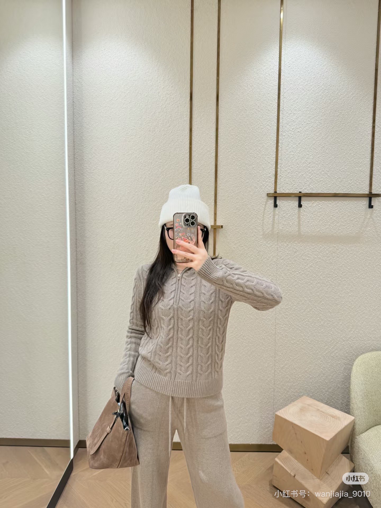 Max 26fw cable half-zip knit sweater
