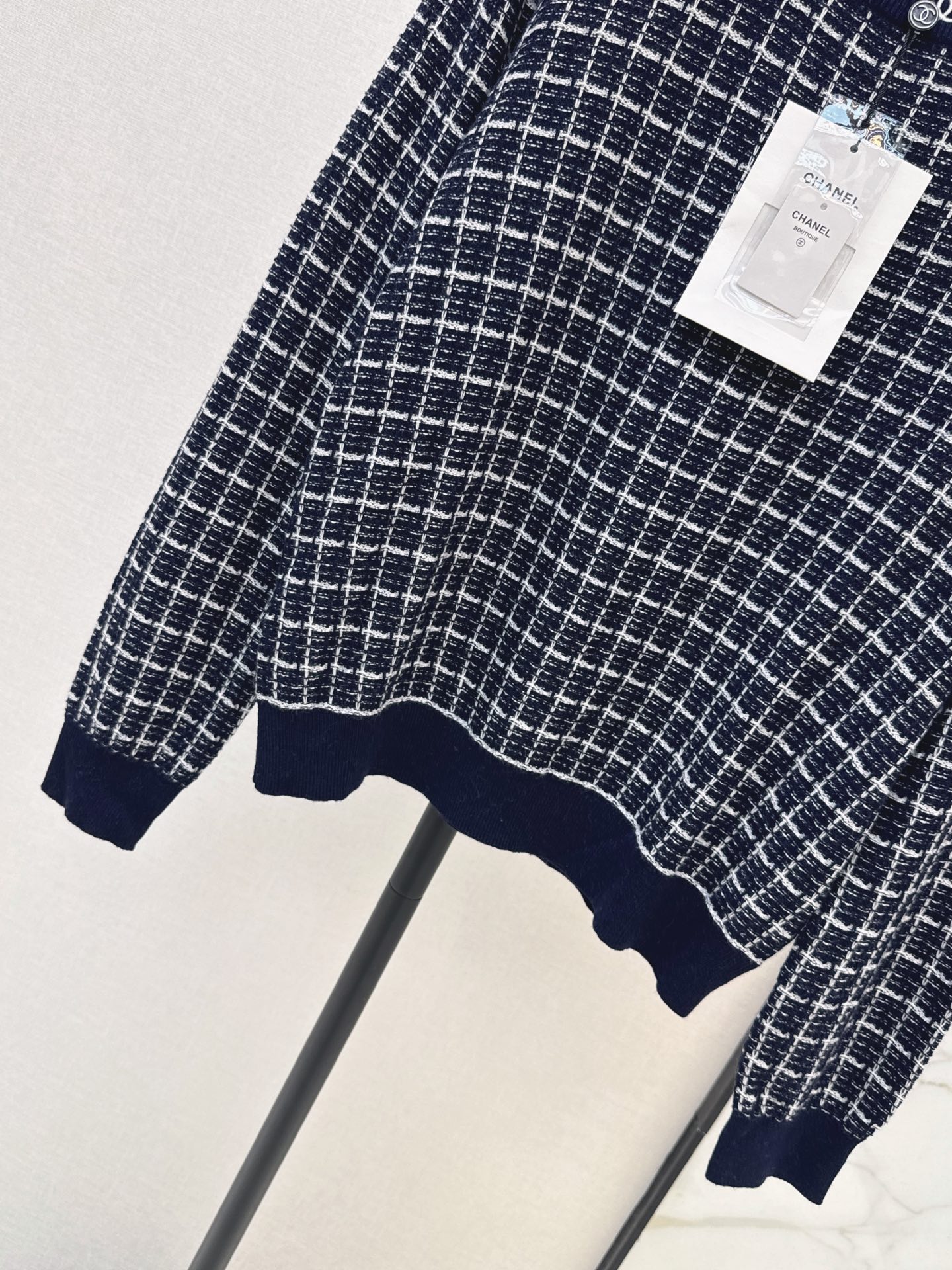 Chan 26fw check jacquard sweater