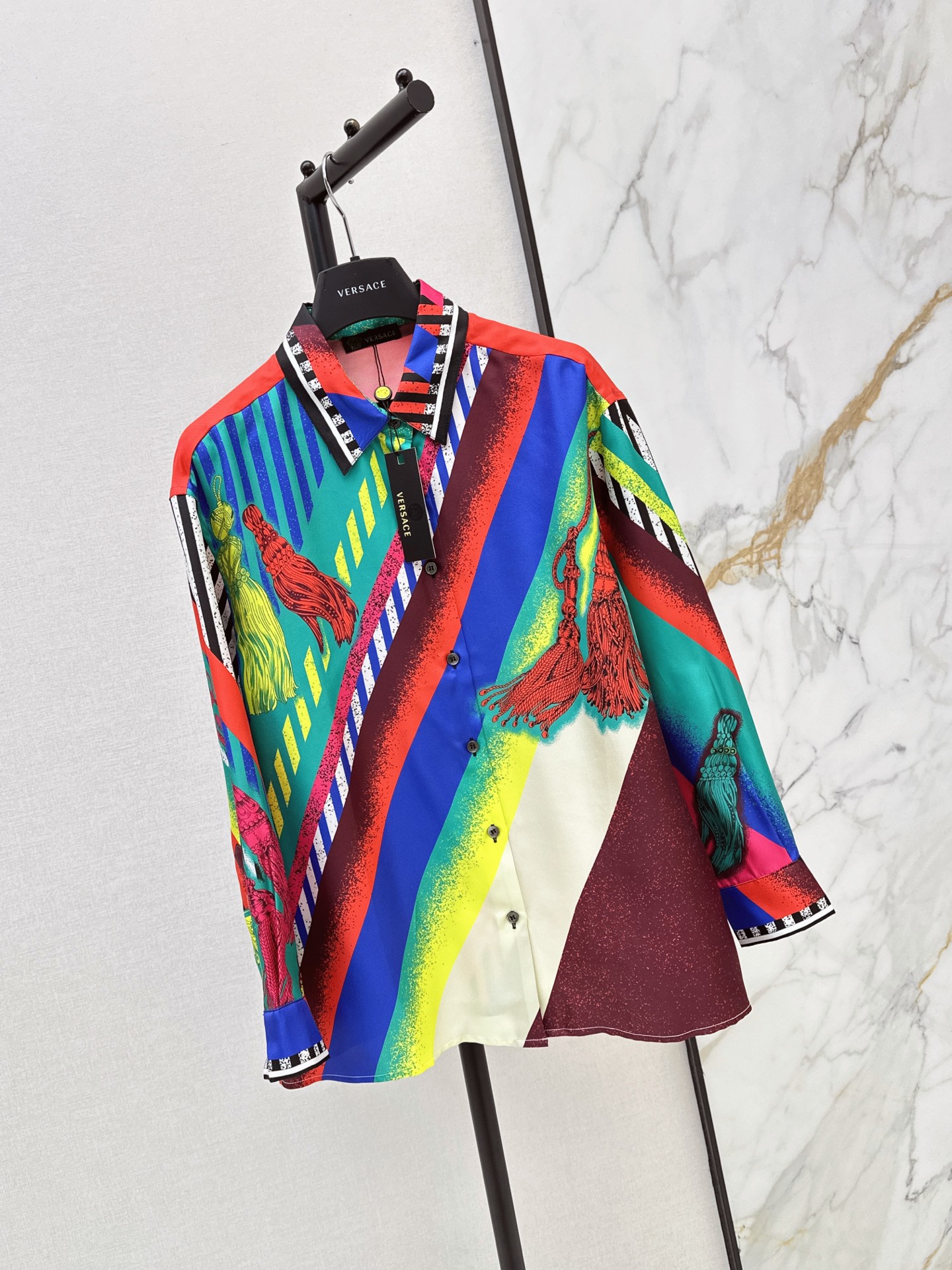 Ver 26fw print silk shirt