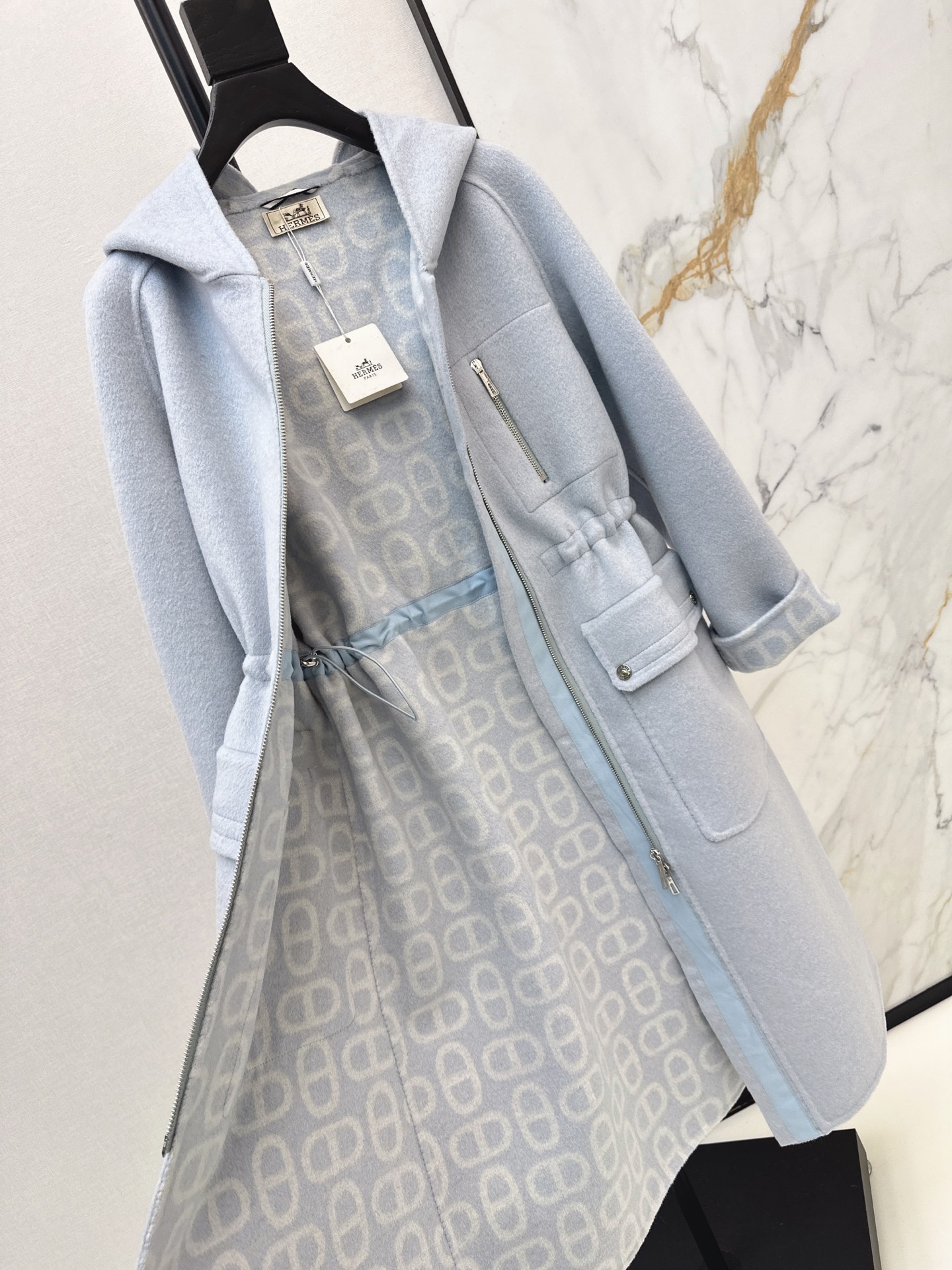 Her 26fw cashmere drawstring hooded overcoats