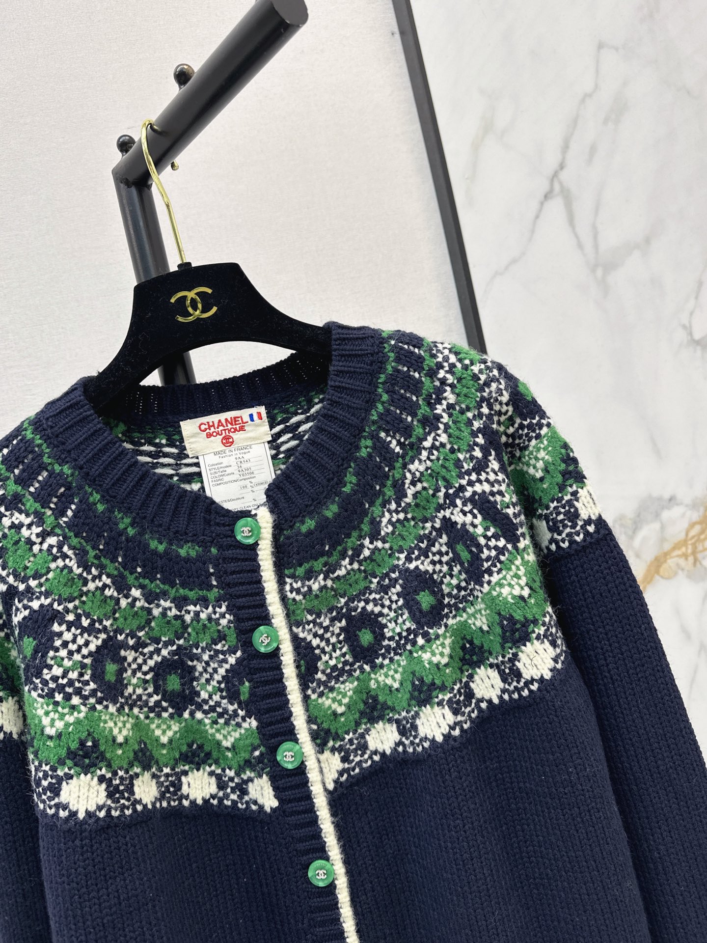 Chan 26fw fair isle knit cardigan