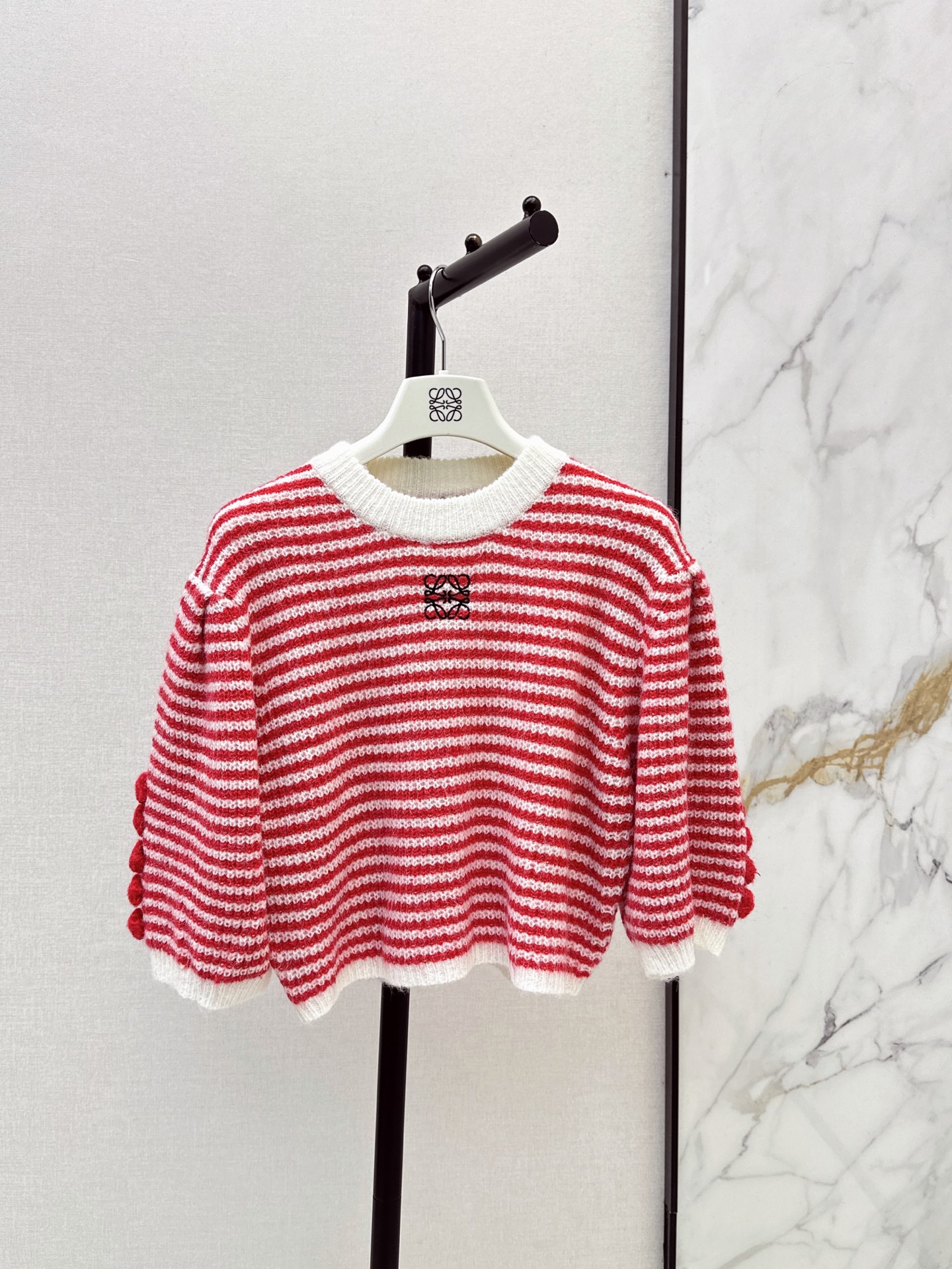 Loe 26fw stripe cropped knitwear