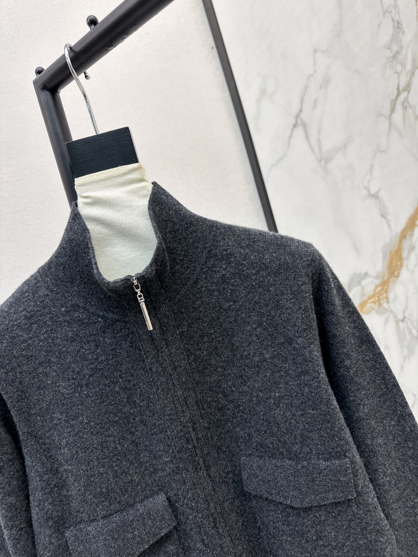 Brun 26fw stand collar knit cardigan
