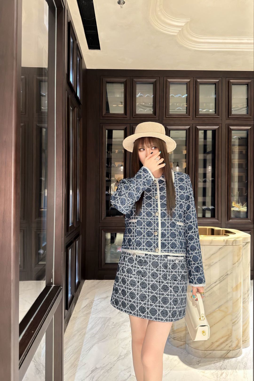 CD 26fw check A-line skirt