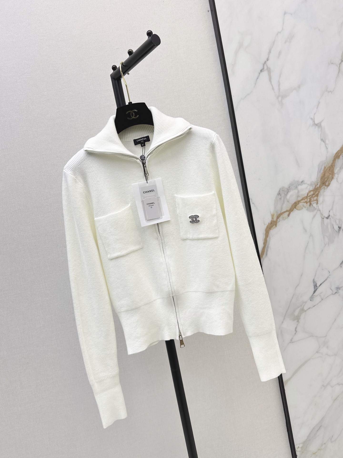 Chan 26fw zip-up knit cardigan