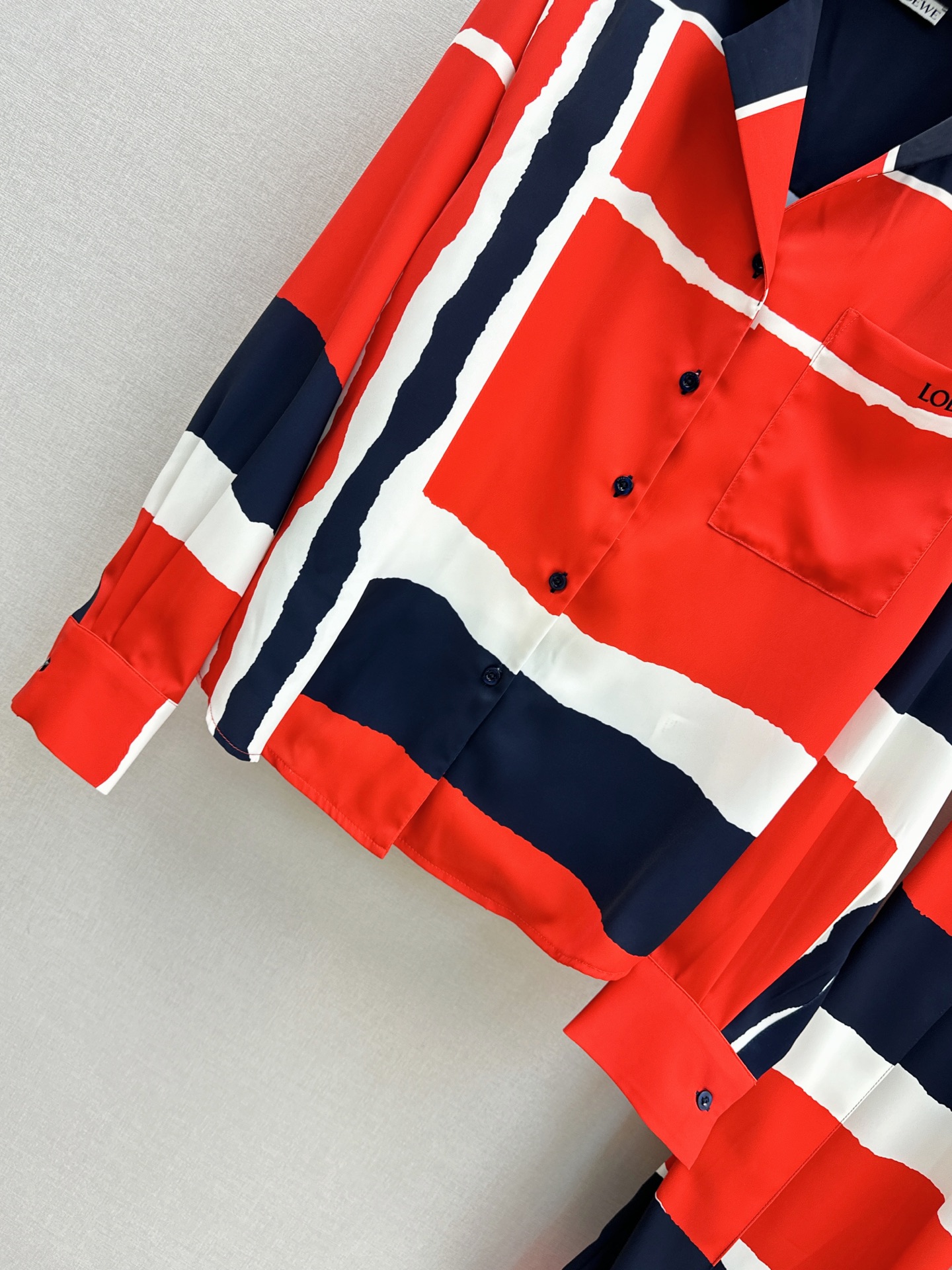 Loe 26fw stripe print shirt wied-leg pants sets