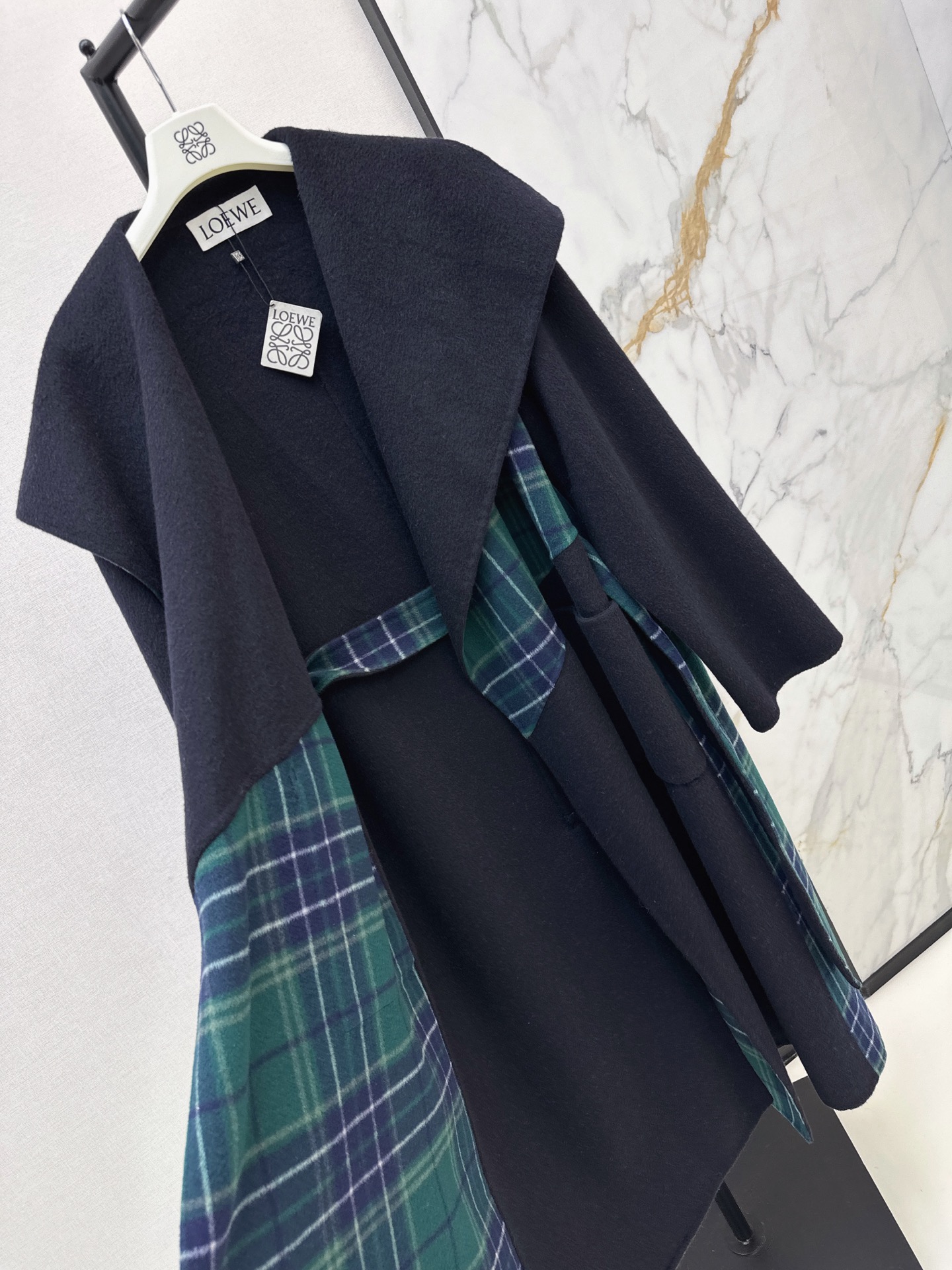 Loe 26fw check contract wool overcoats
