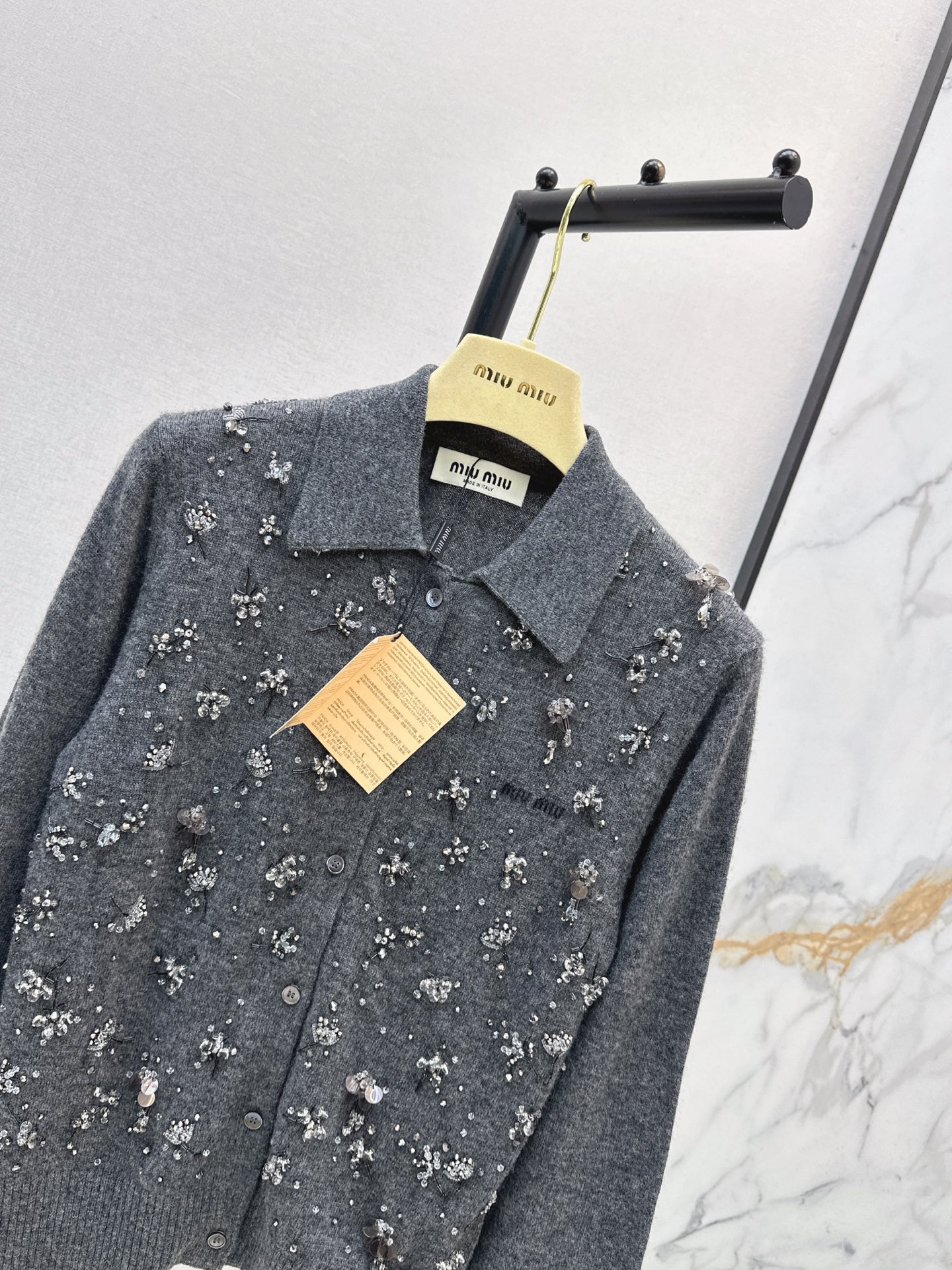 Miu 26ss rhinestone knitwear