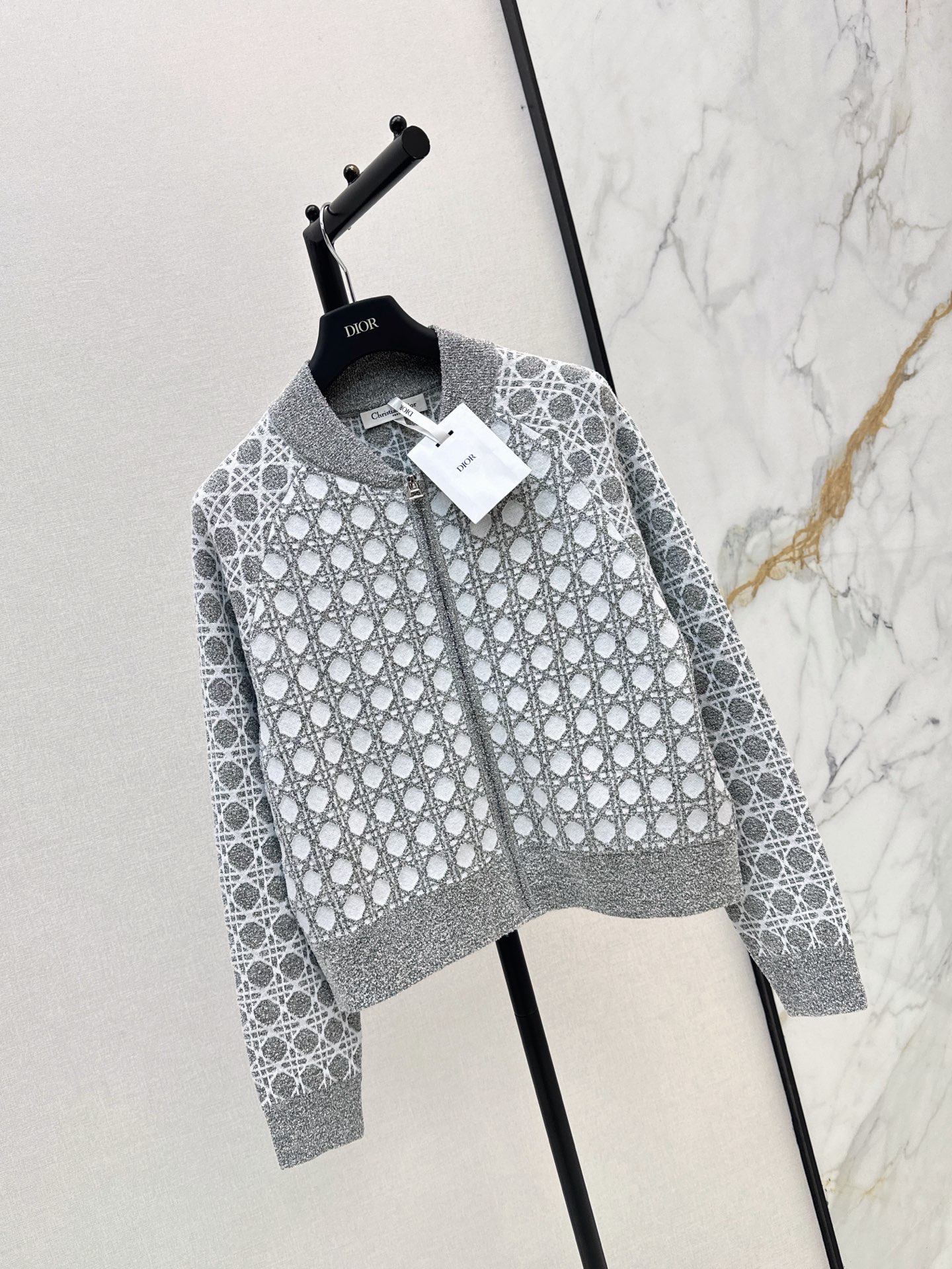 CD 26ss check jacquard knit jacket
