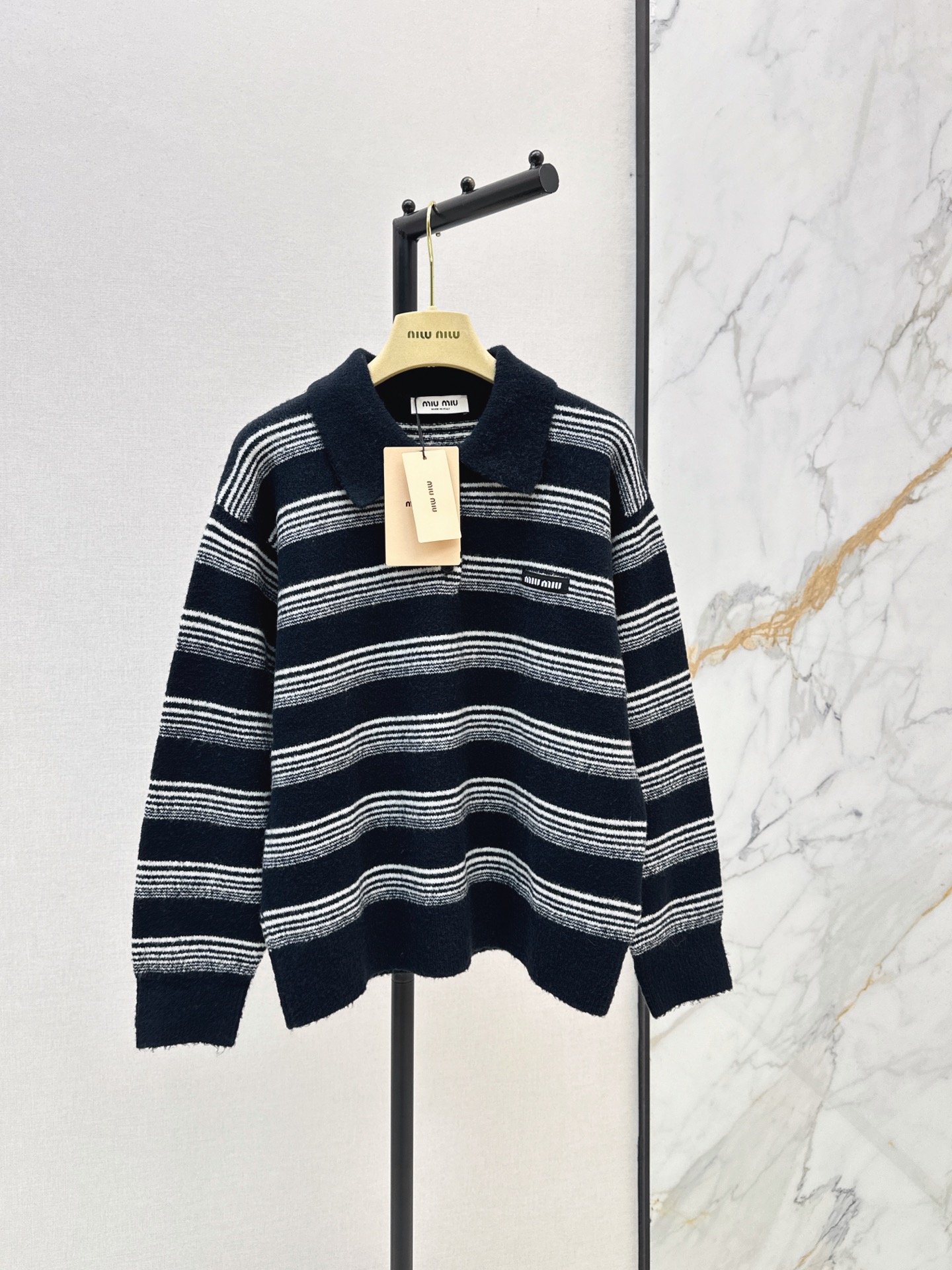 Miu 26fw stripe polo knitwear
