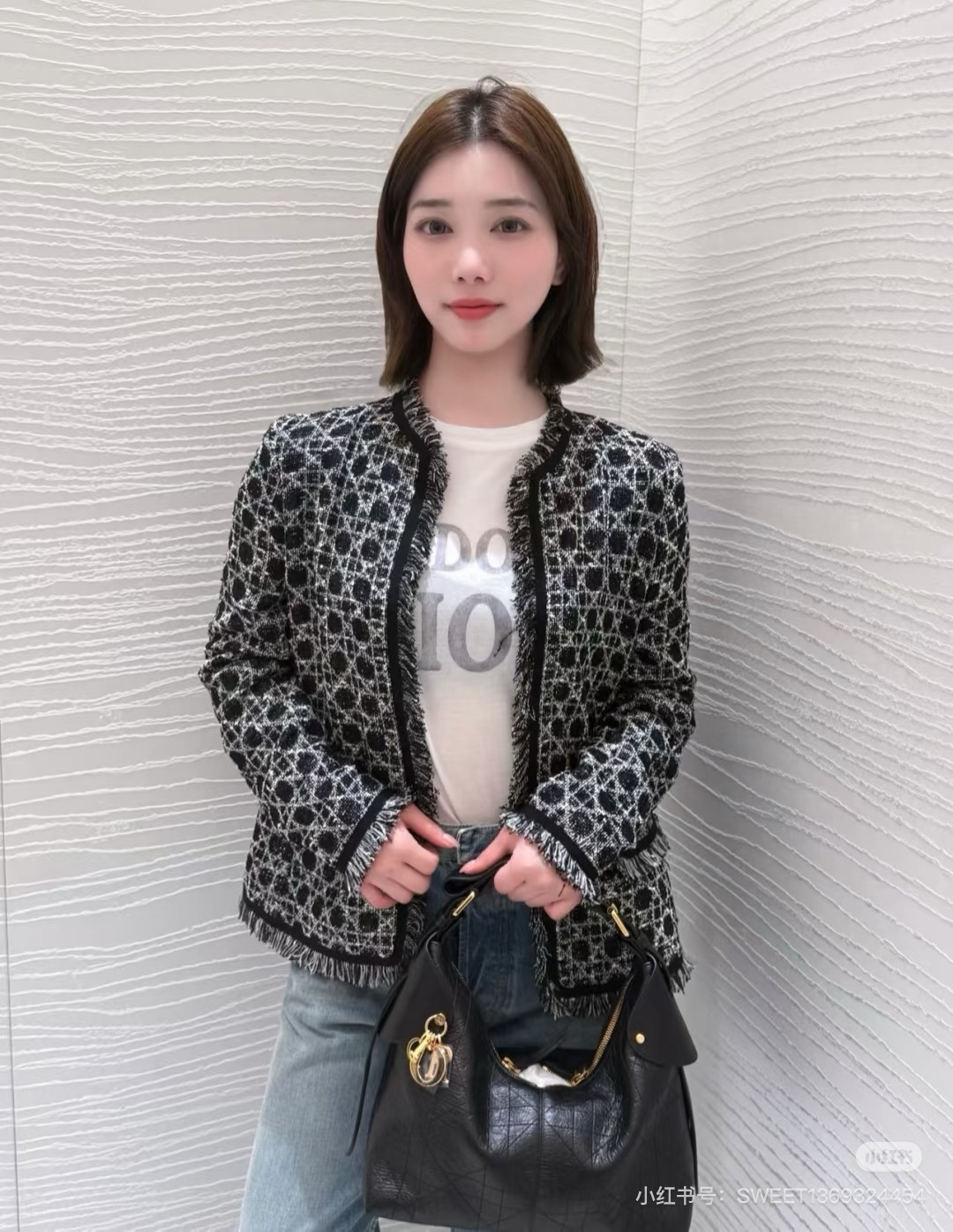 CD 26ss check woven tweed jacket