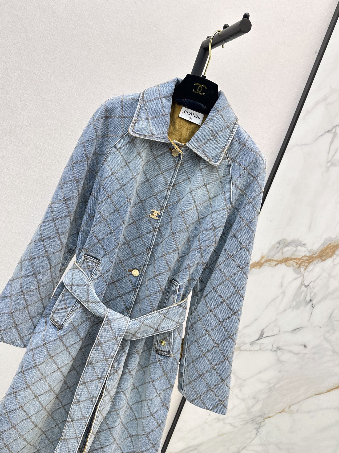 Chan 26fw belted denim trench coats