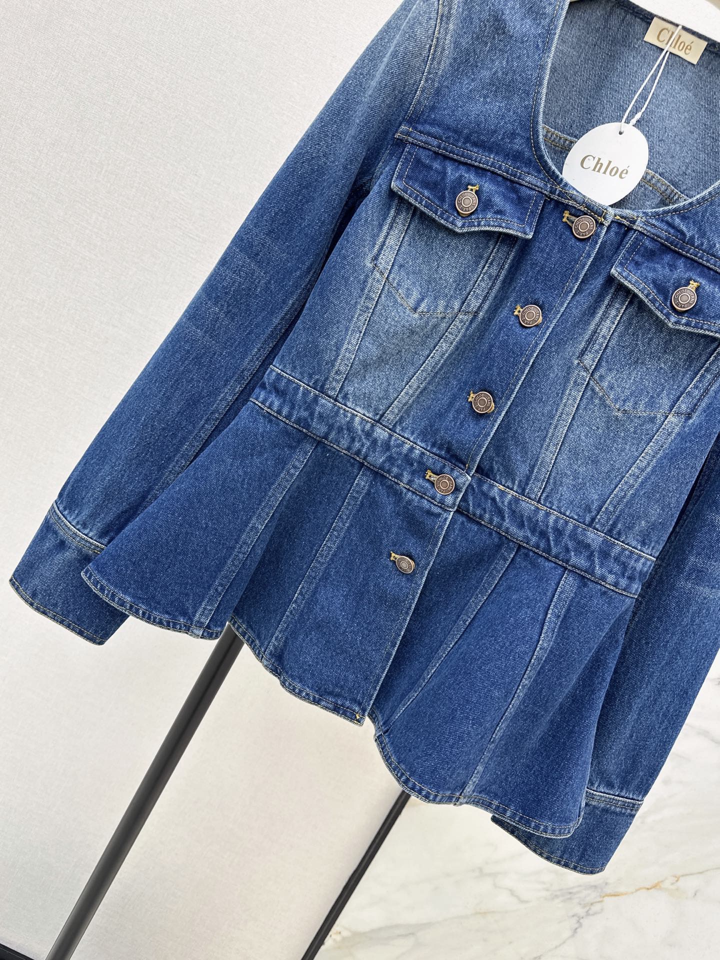Chol 26fw ruffle denim jacket