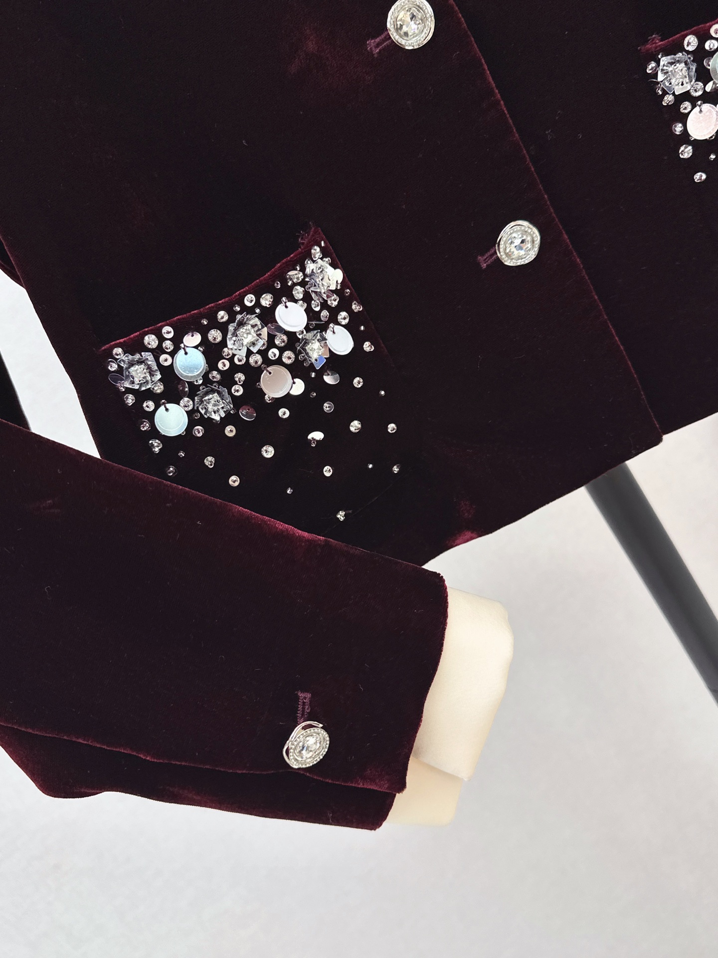 Miu 26fw rhinestone velvet jacket