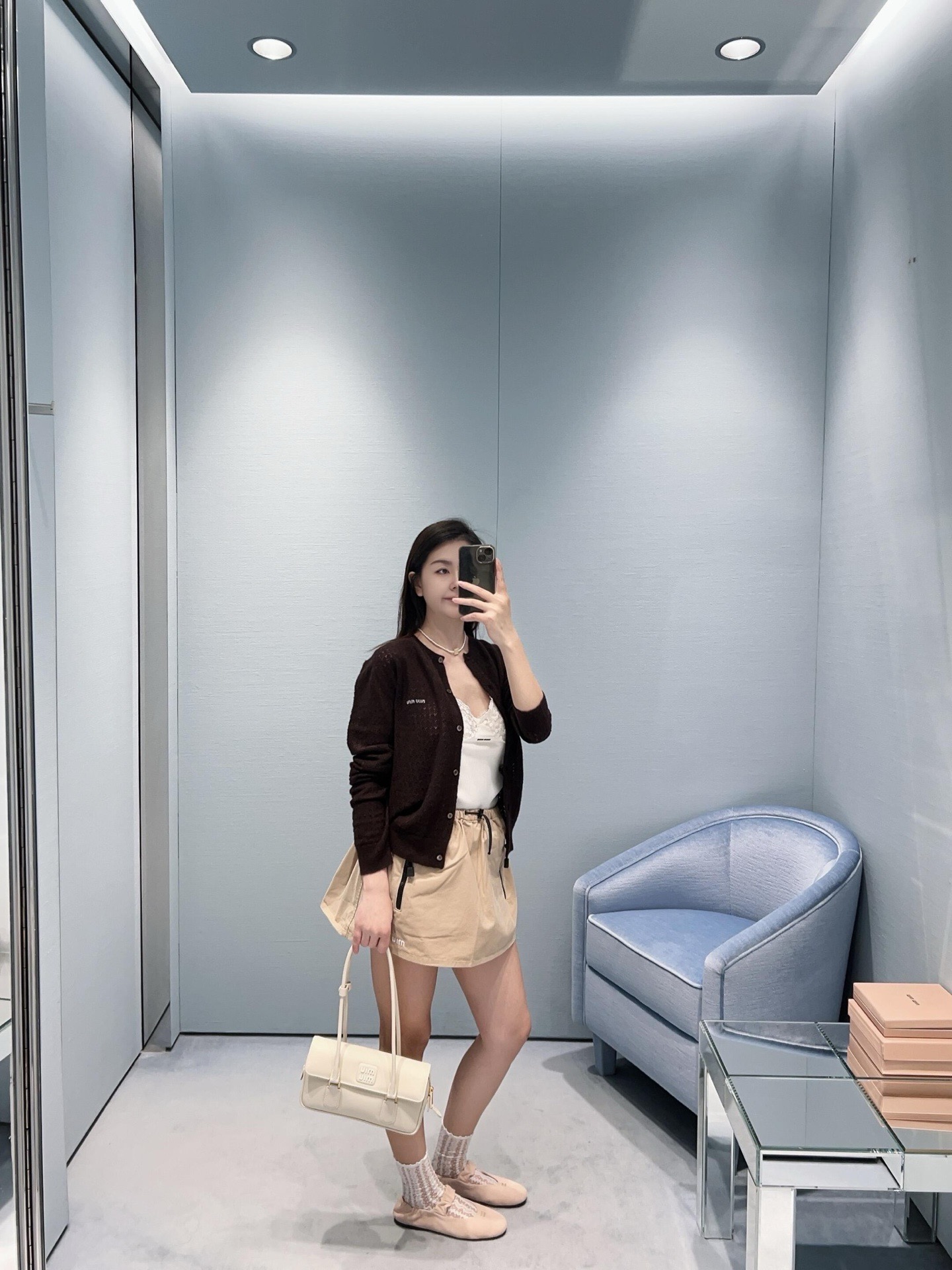 Miu 26fw hollow knit cardigan
