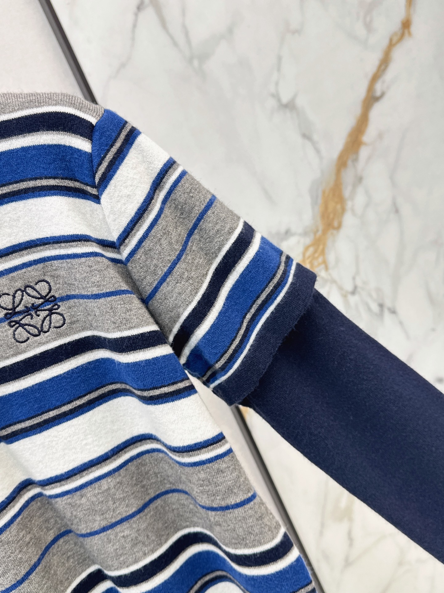 Loe 26fw 2in1 stripe polo knitwear