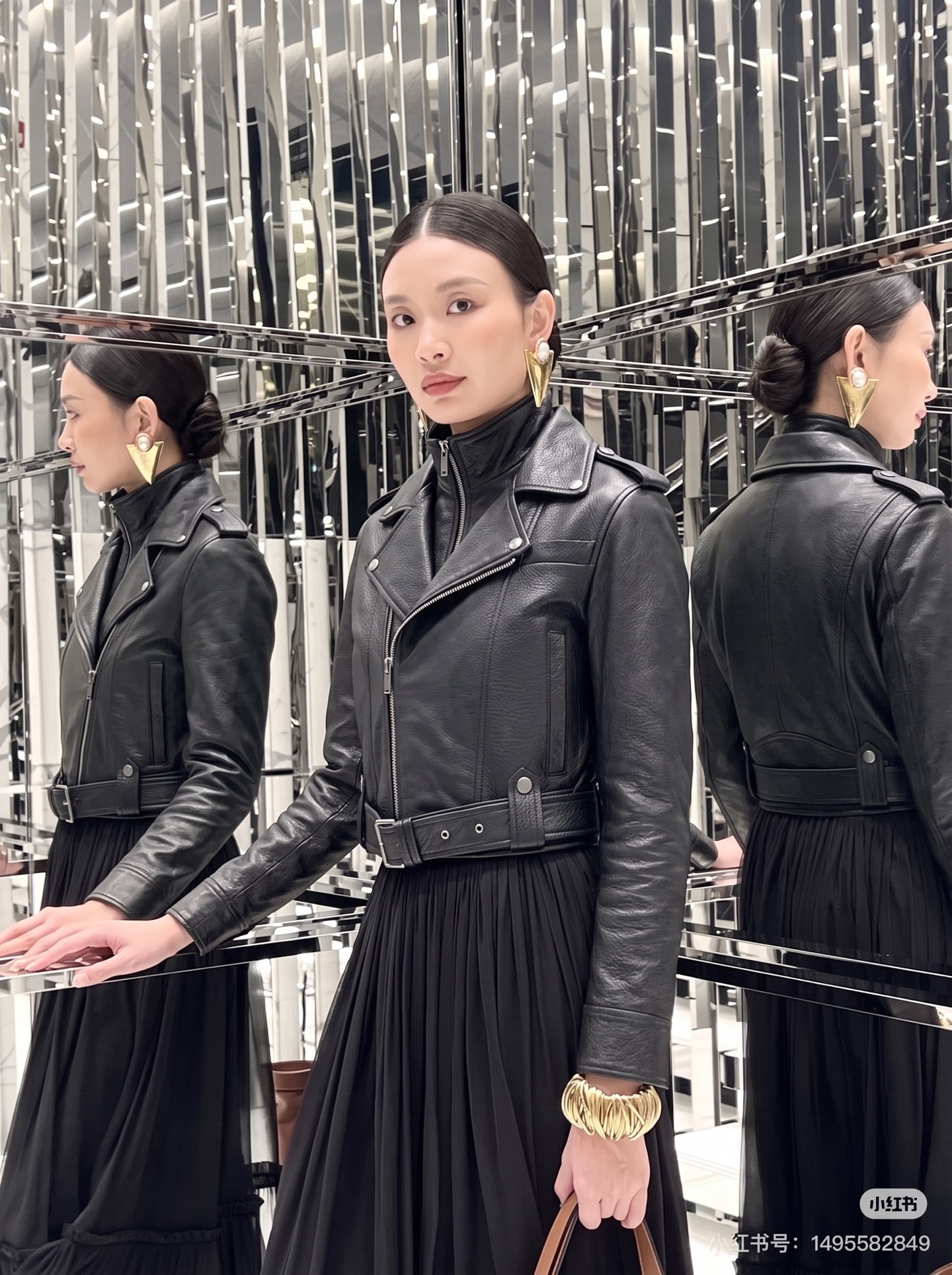 Sain 26fw cropped moto leather jacket
