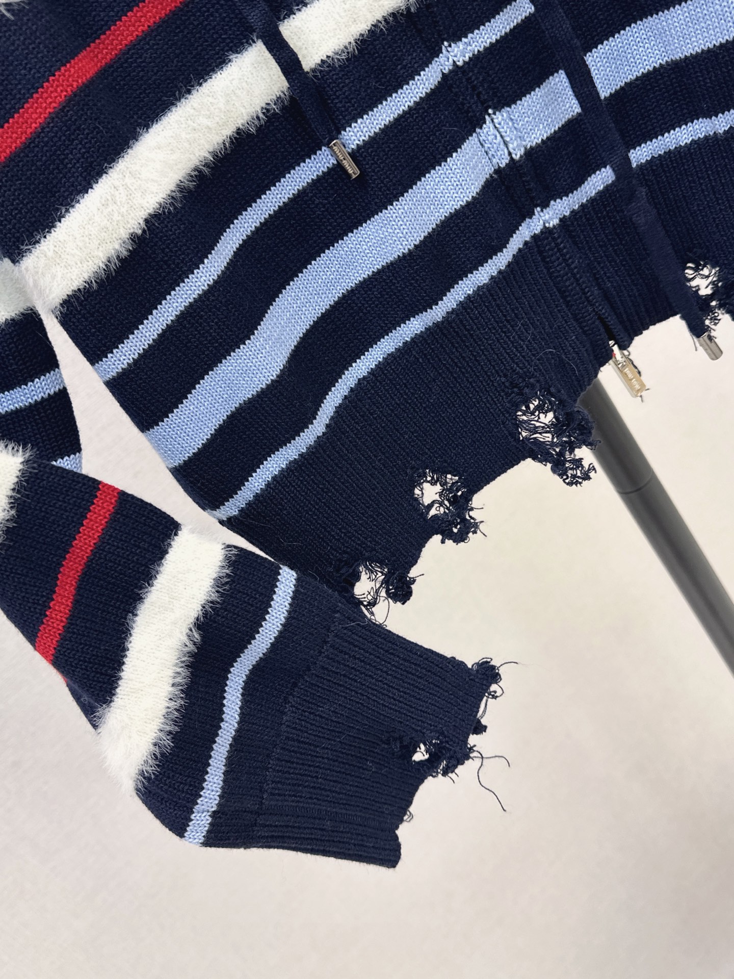 Miu 26fw stripe hooded knitwear