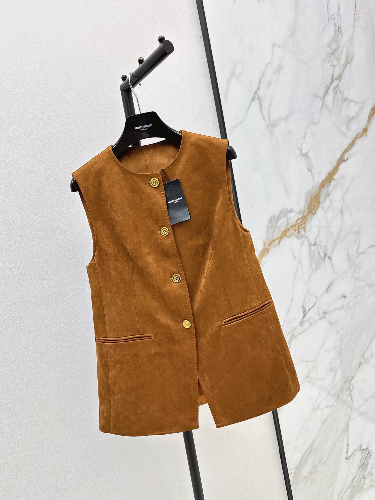 Sain 26fw suede-fleece vest jacket