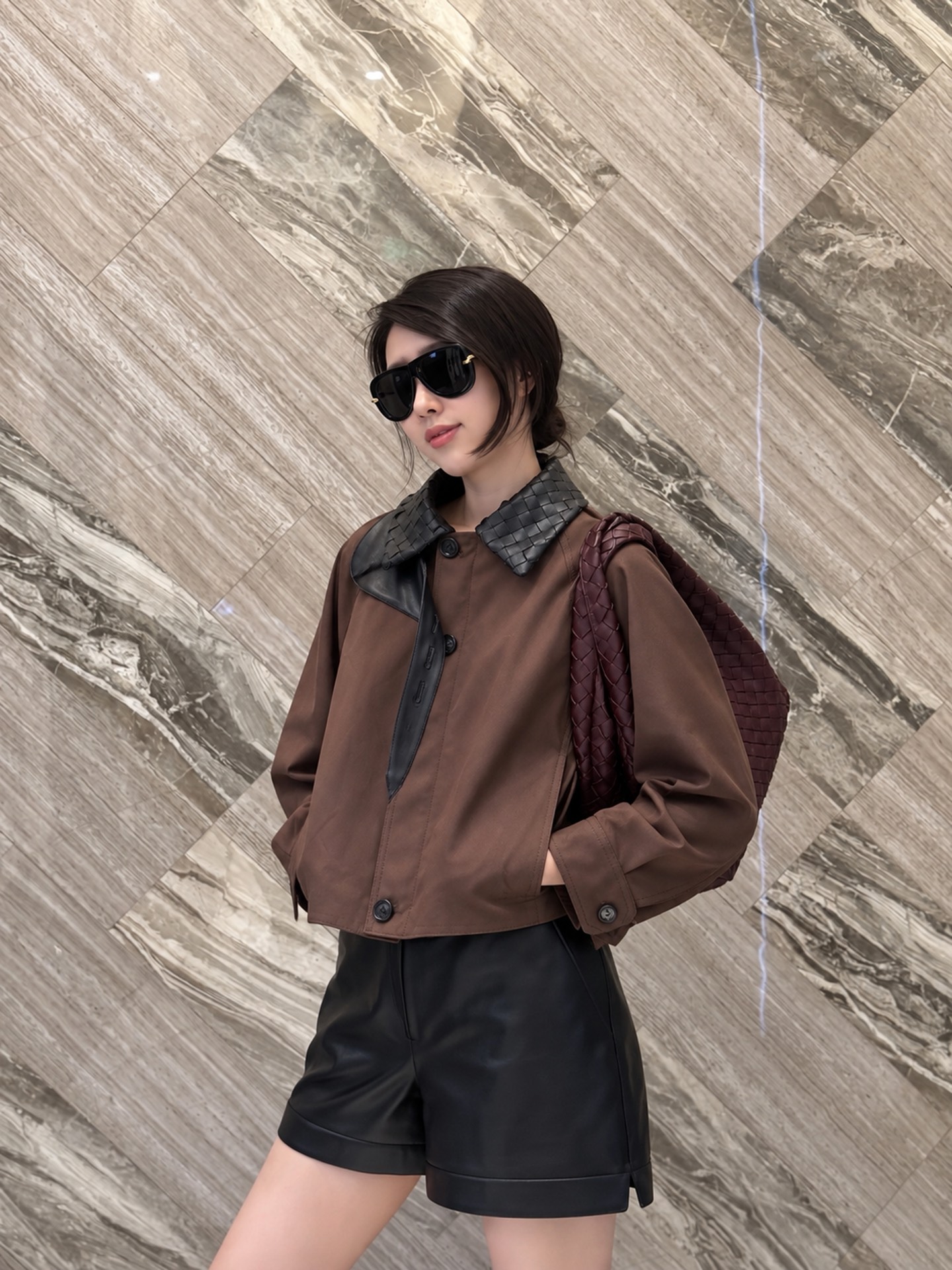 Bott 26fw woven neck cropped jacket