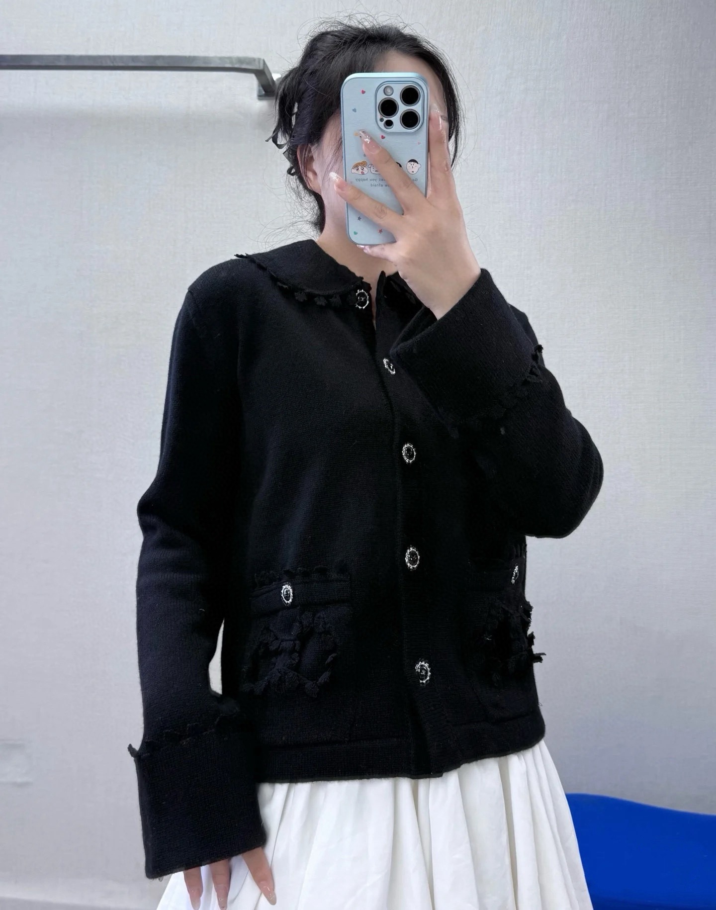 Chan 26fw lace-trim cardigan