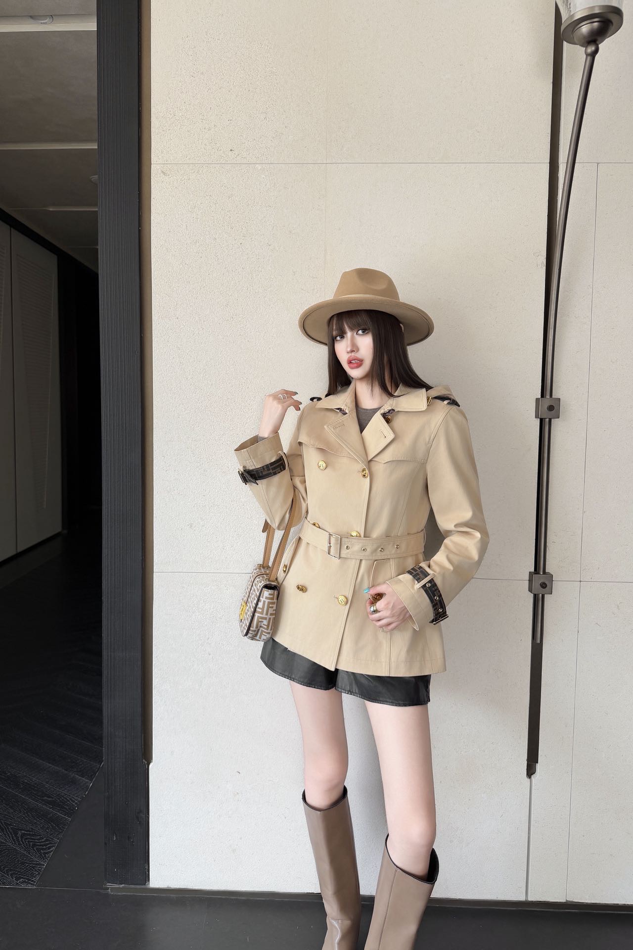 Fen 26fw hooded belted trench coats