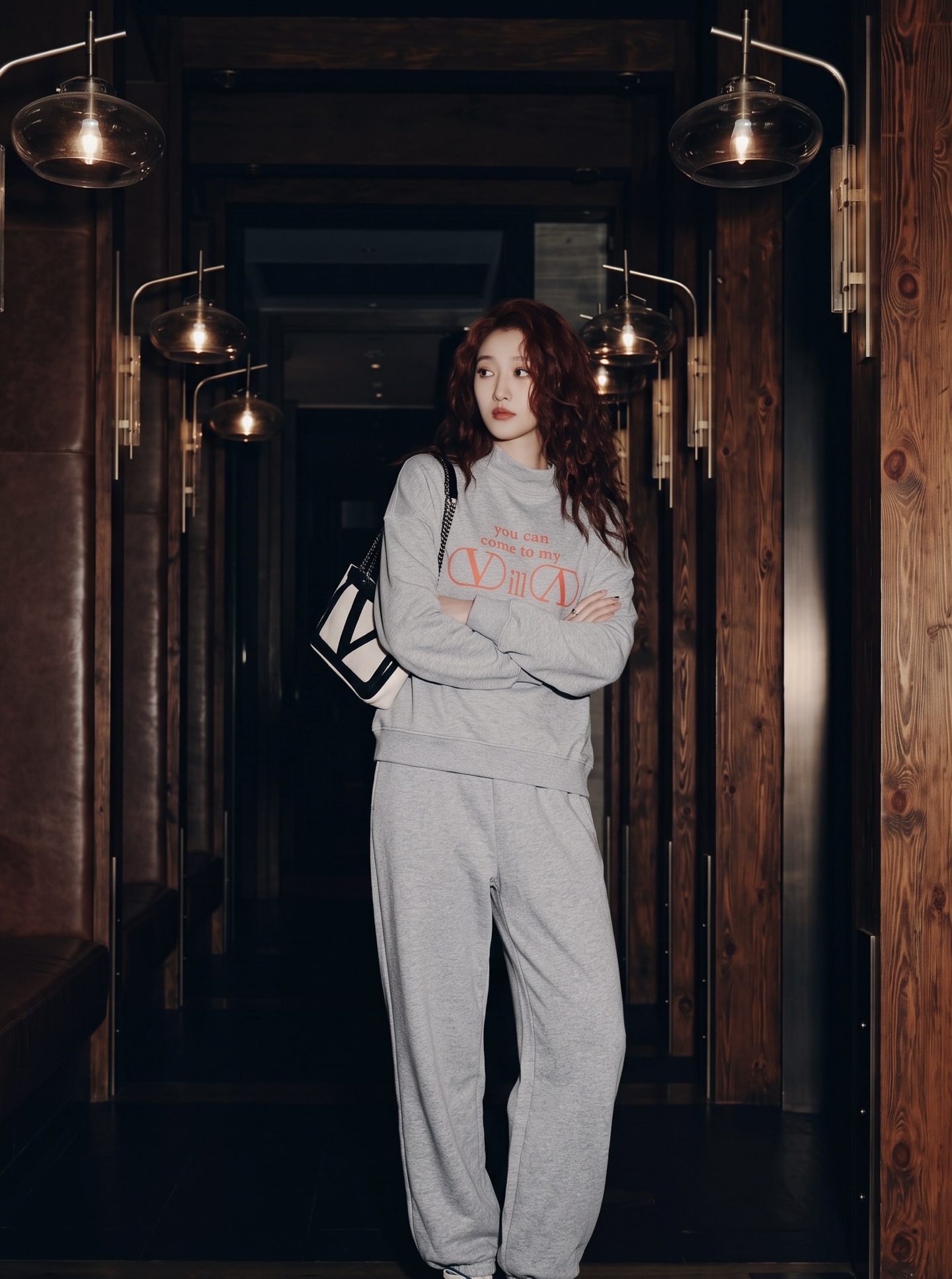 Valen 26fw print sweatshirt pants sets